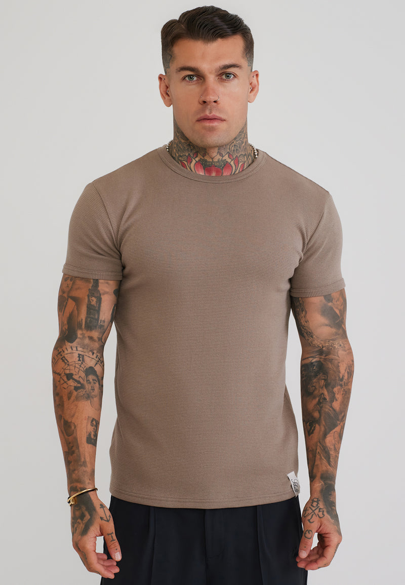 Brown Waffle Muscle Fit T-Shirt