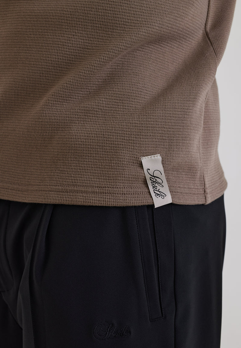 Brown Waffle Muscle Fit T-Shirt (1)