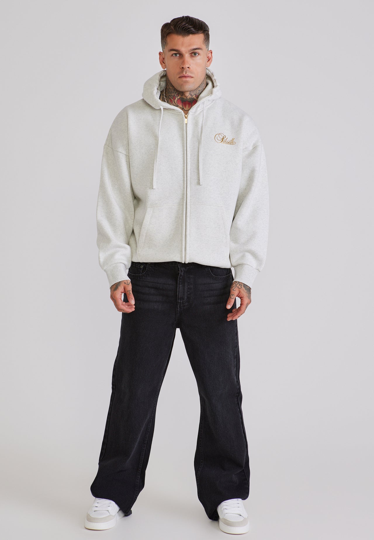 Snow Marl Essentials Full Zip Hoodie (2)