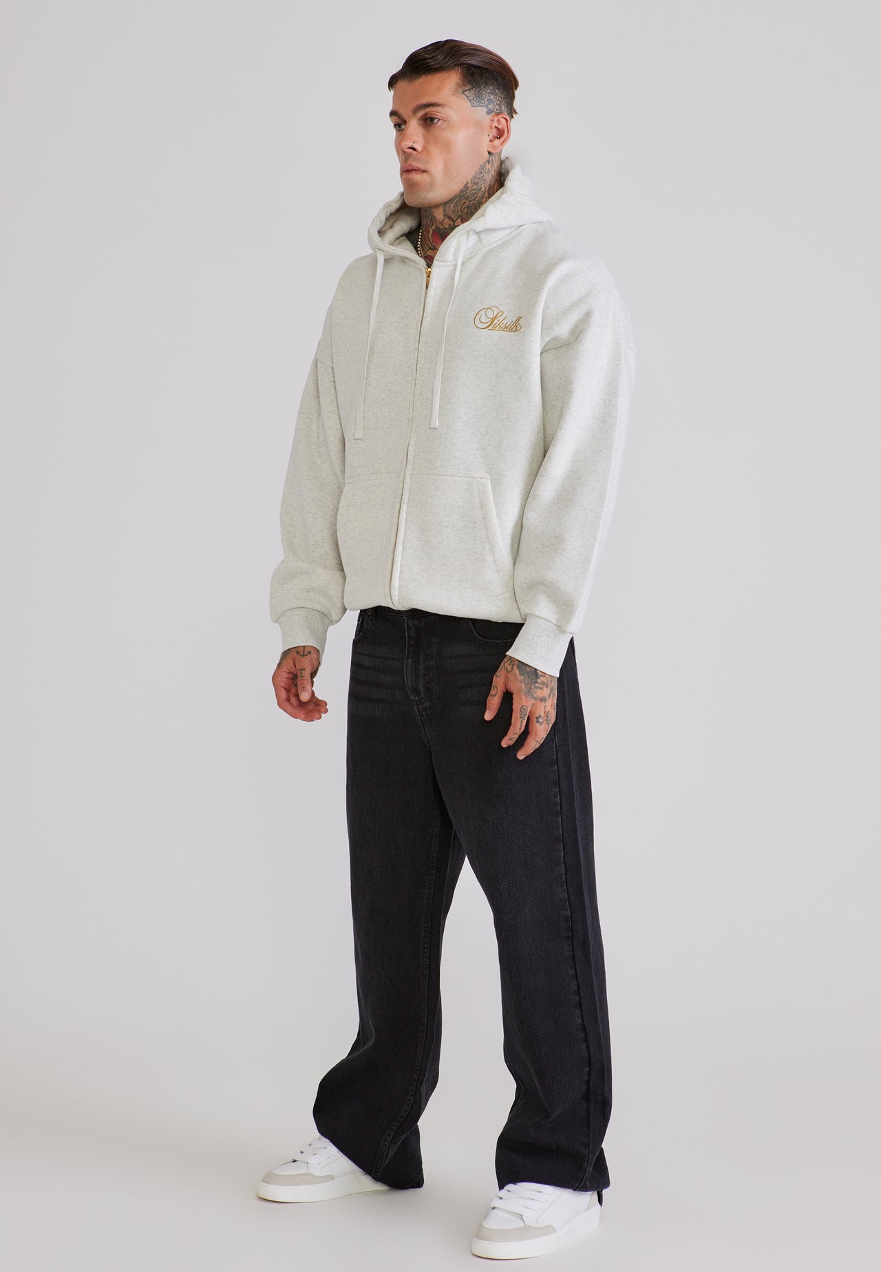 Snow Marl Essentials Full Zip Hoodie (3)