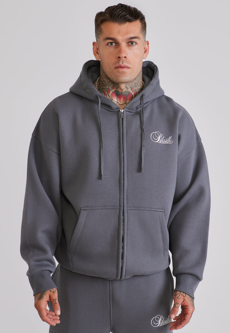 Grey Essentials Full Zip Hoodie