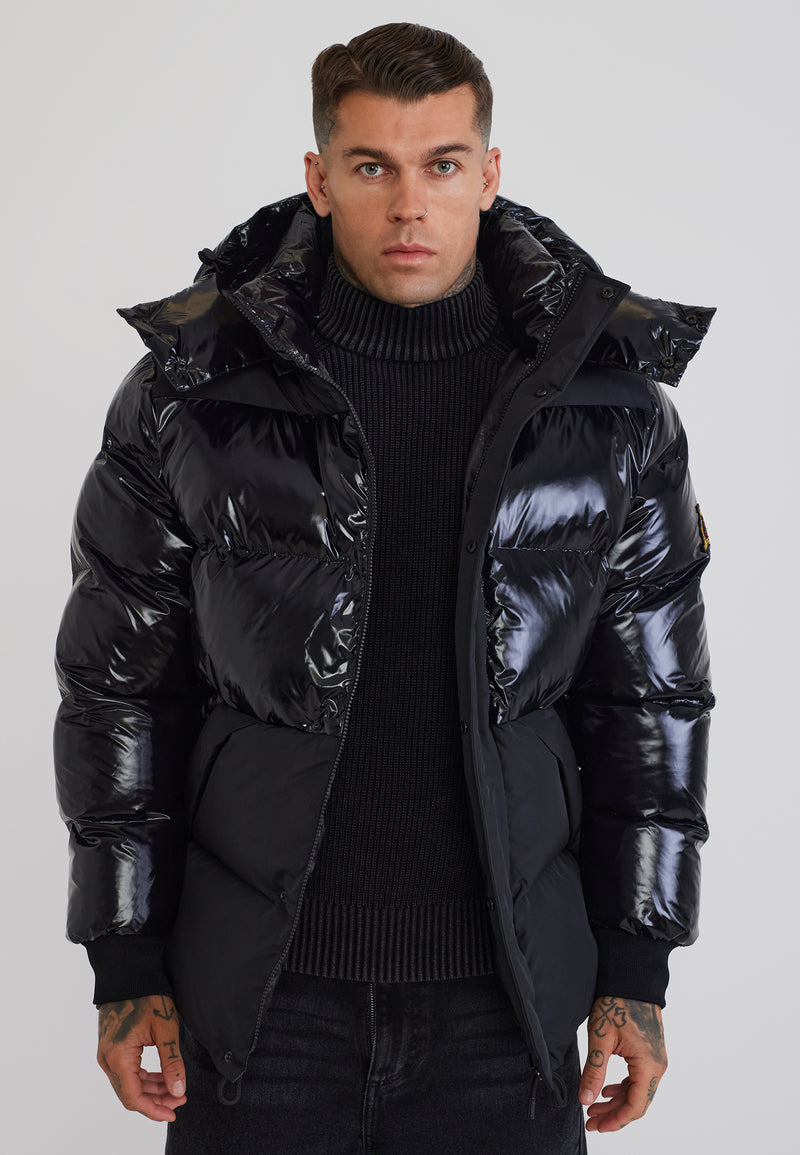 Black Half Shine Puffer Jacket