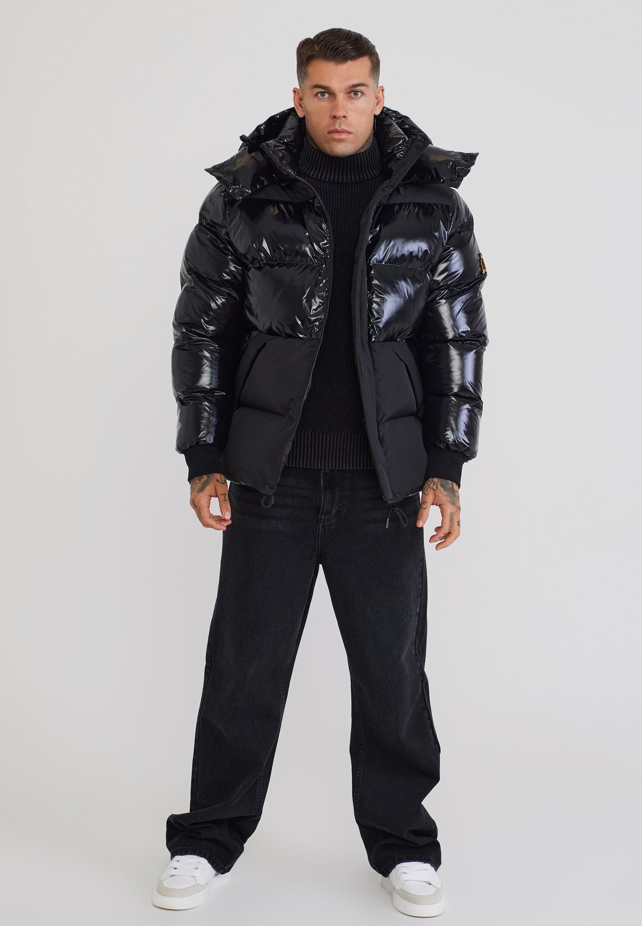 Black Half Shine Puffer Jacket (2)