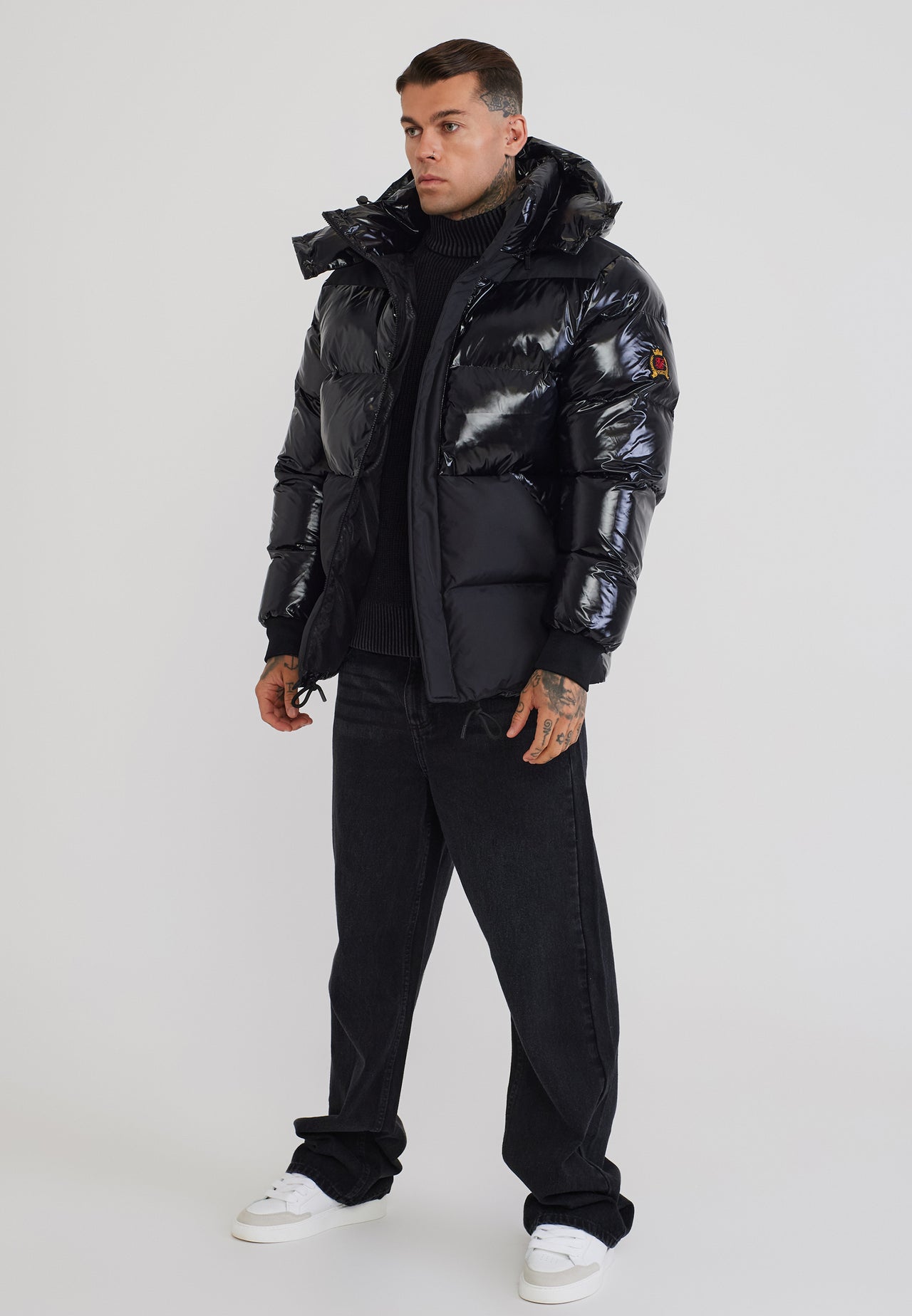Black Half Shine Puffer Jacket (3)