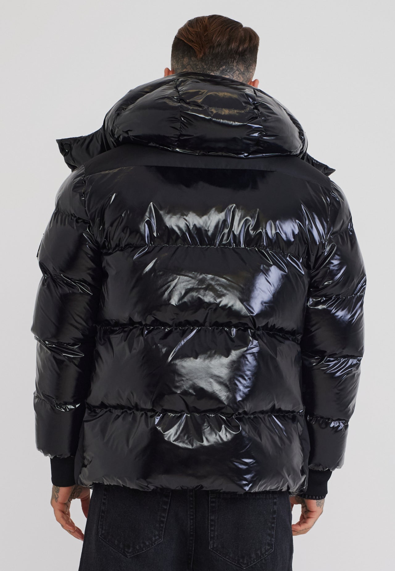 Black Half Shine Puffer Jacket (4)