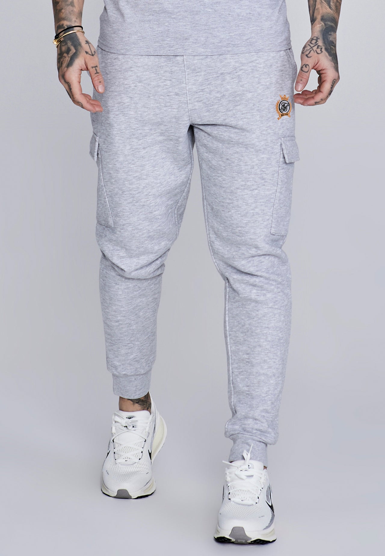 Grey Marl Essentials Cargo Joggers