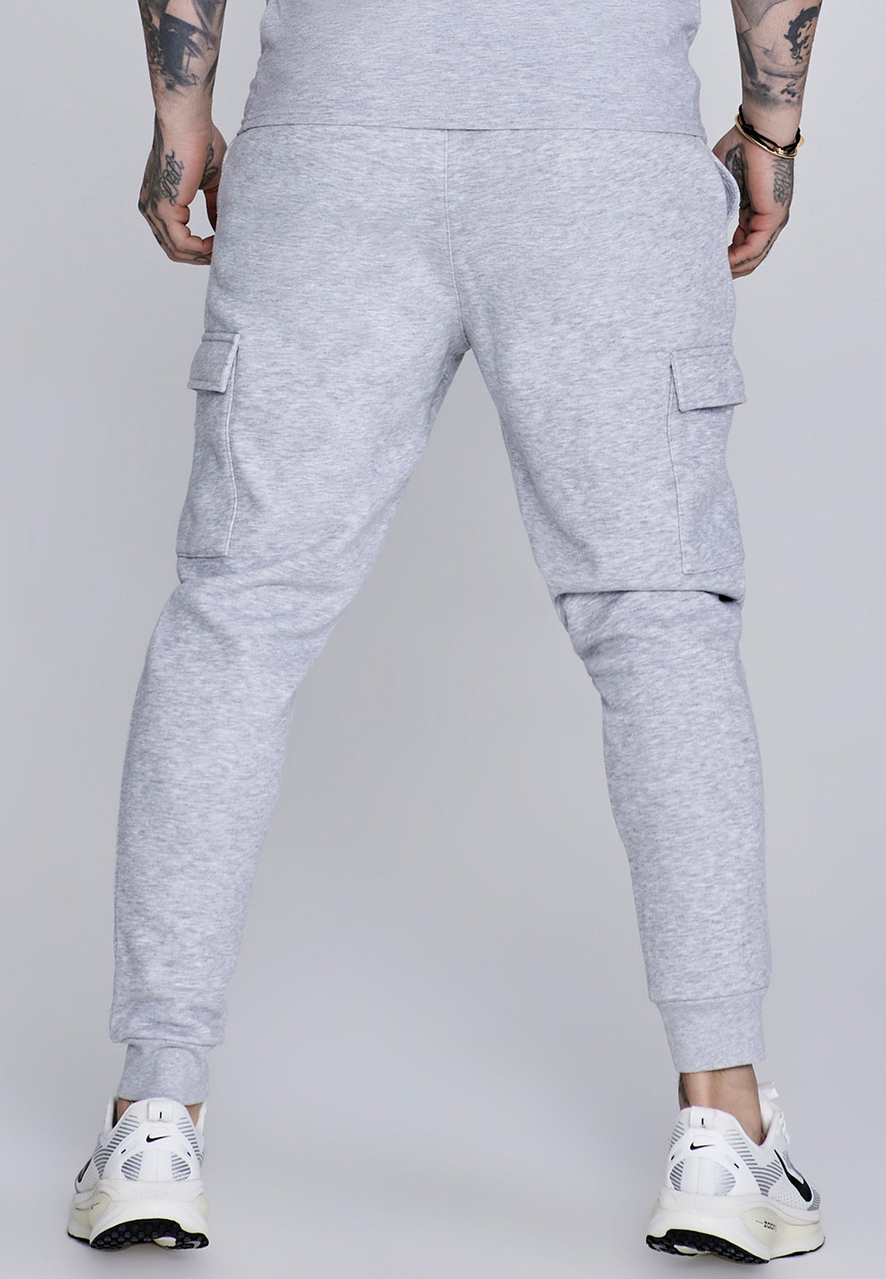 Grey Marl Essentials Cargo Joggers (1)