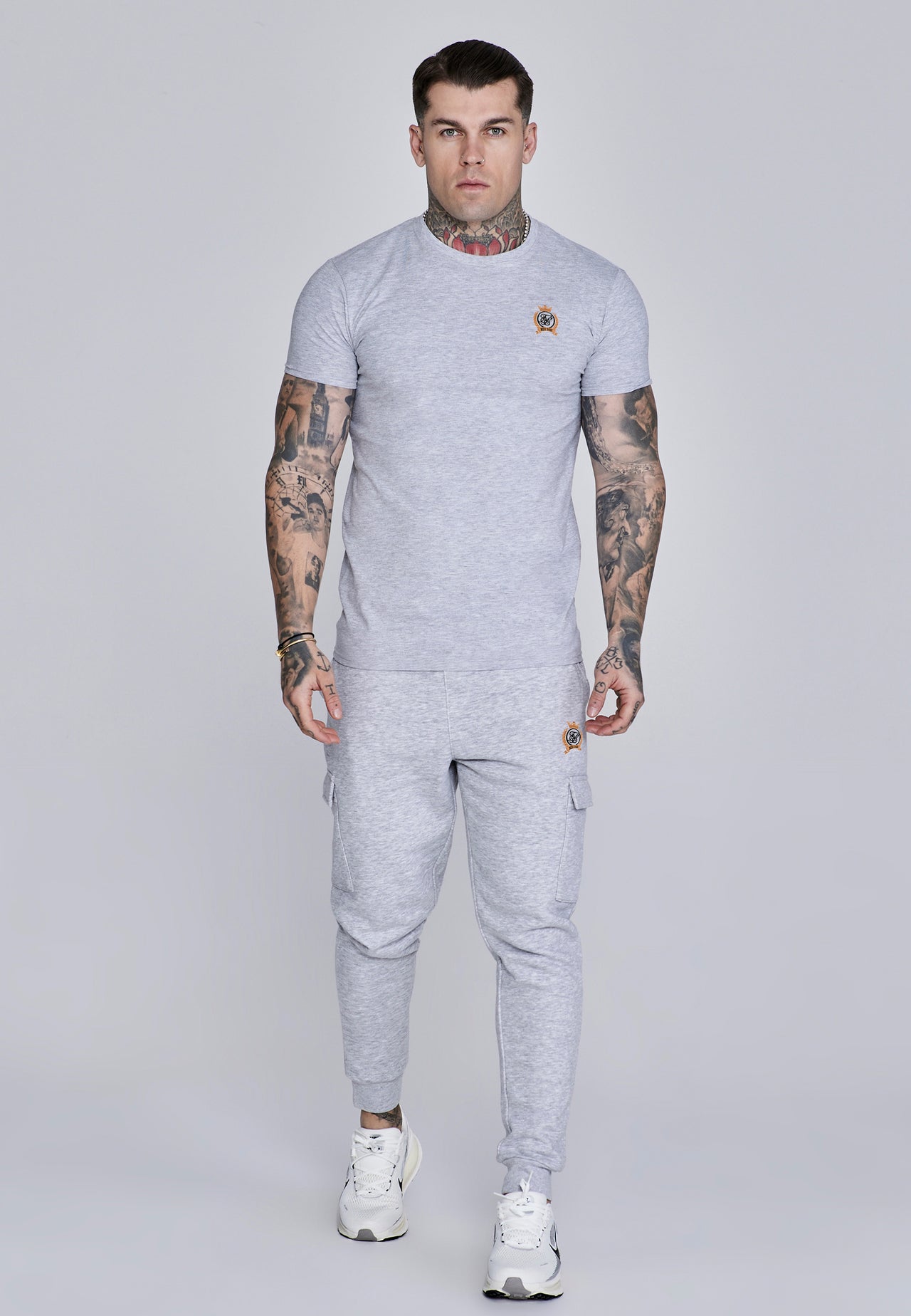 Grey Marl Essentials Cargo Joggers (2)