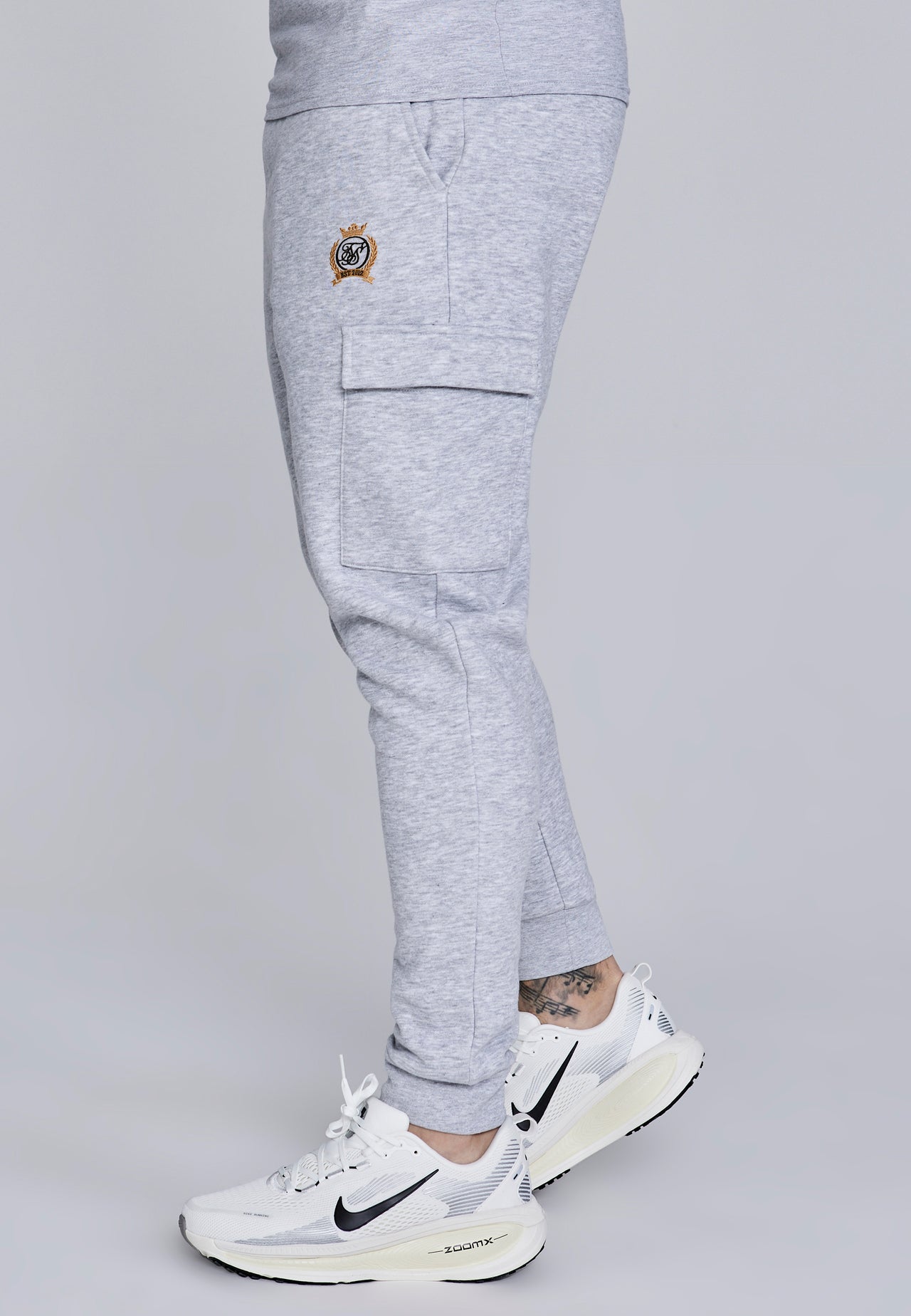 Grey Marl Essentials Cargo Joggers (3)