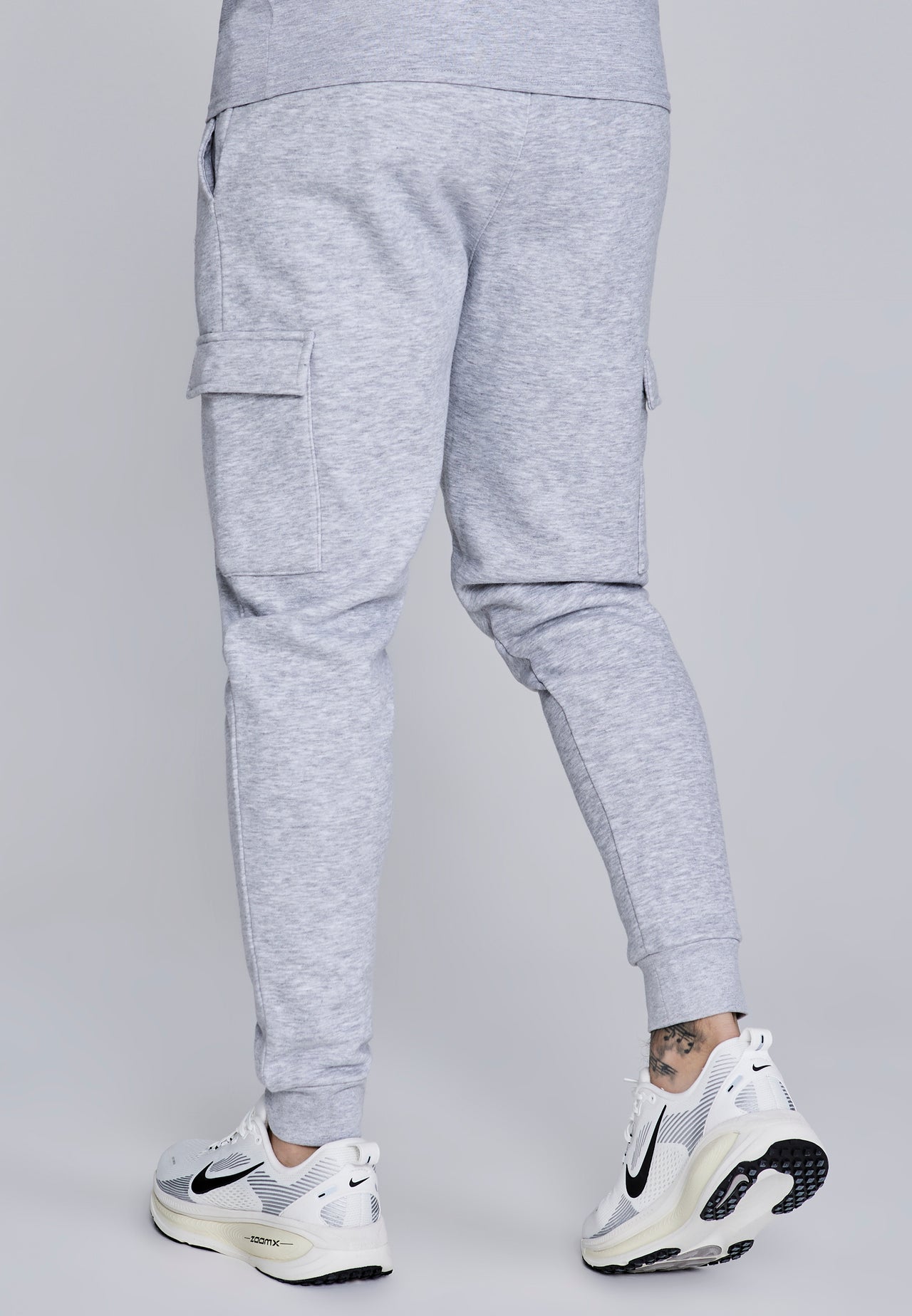 Grey Marl Essentials Cargo Joggers (4)