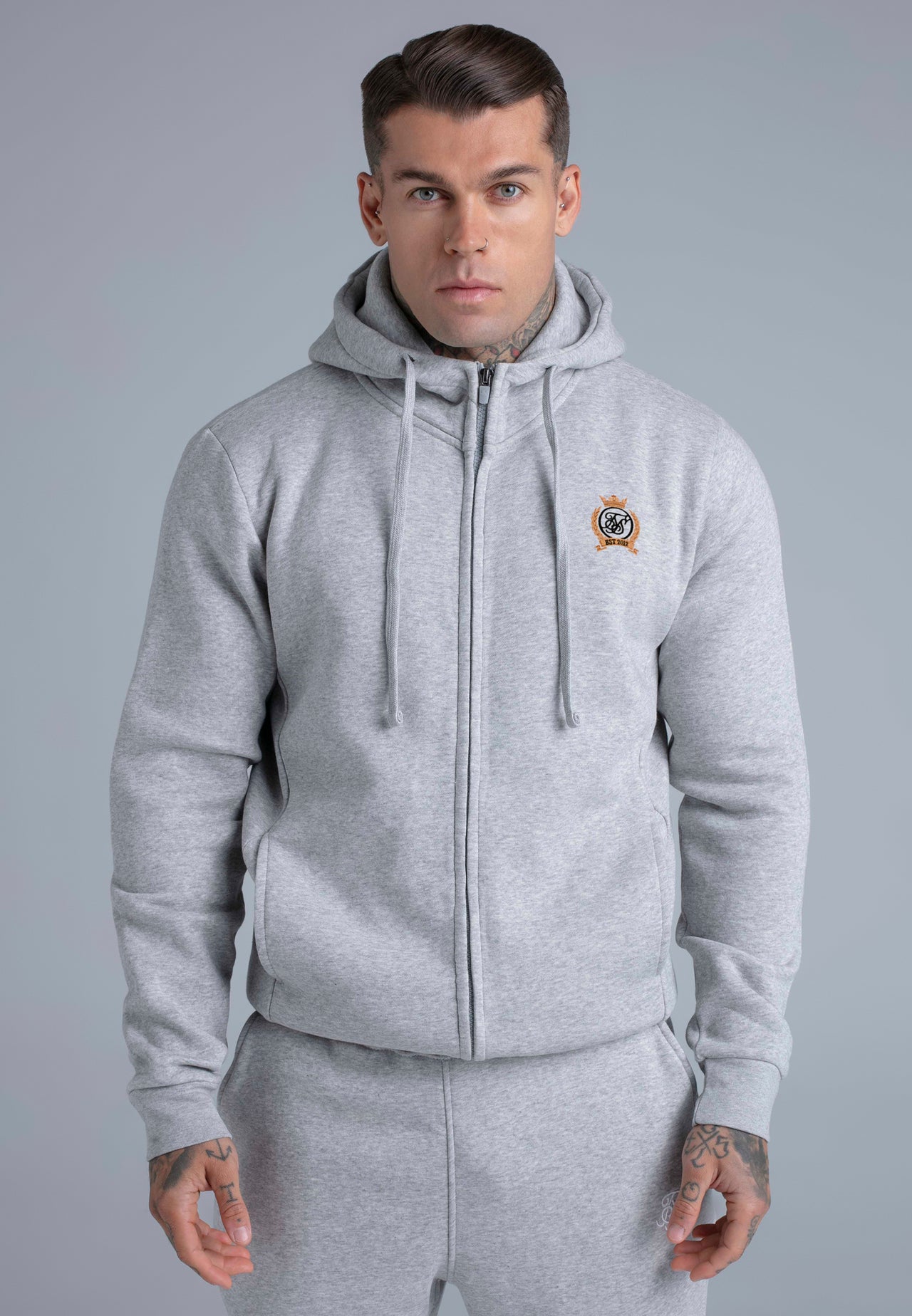 Grey Marl Essentials Full Zip Hoodie