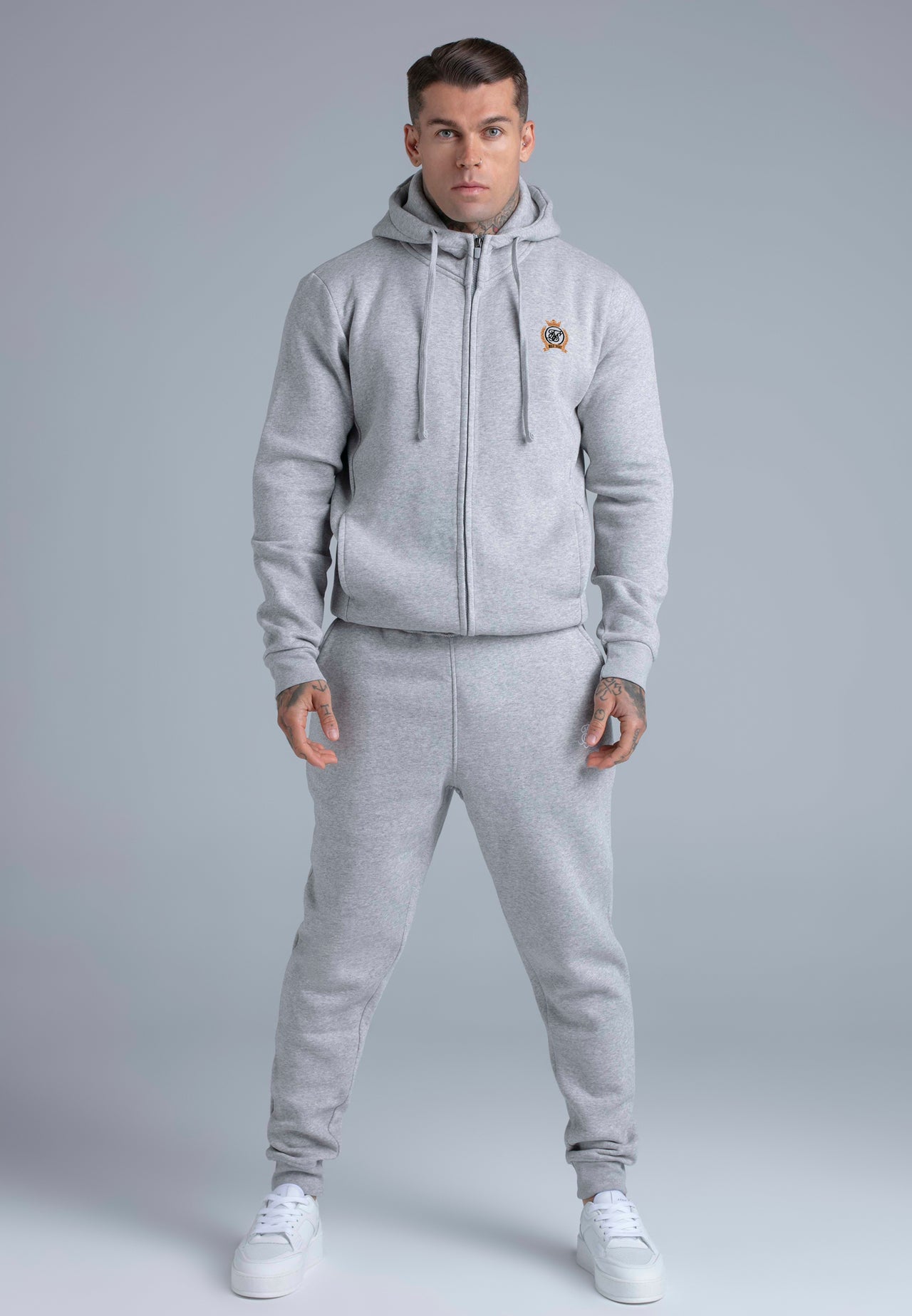 Grey Marl Essentials Full Zip Hoodie (2)