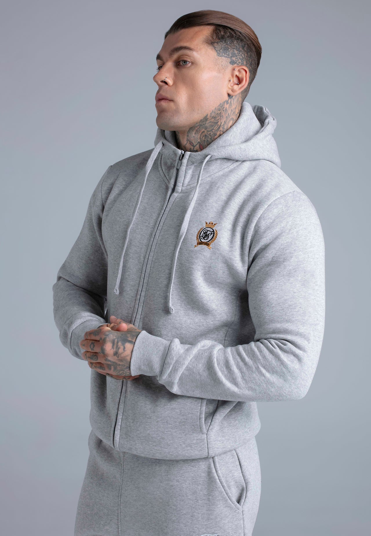 Grey Marl Essentials Full Zip Hoodie (4)