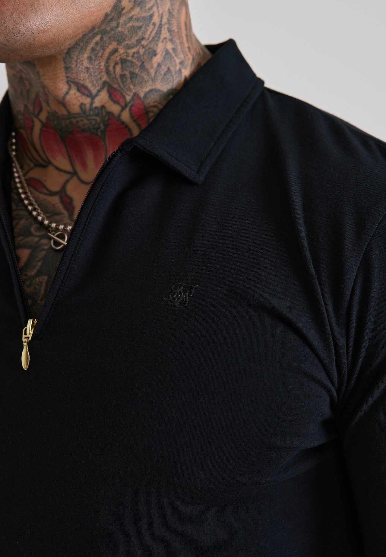 Black LS Jersey Zip Polo T-Shirt (1)