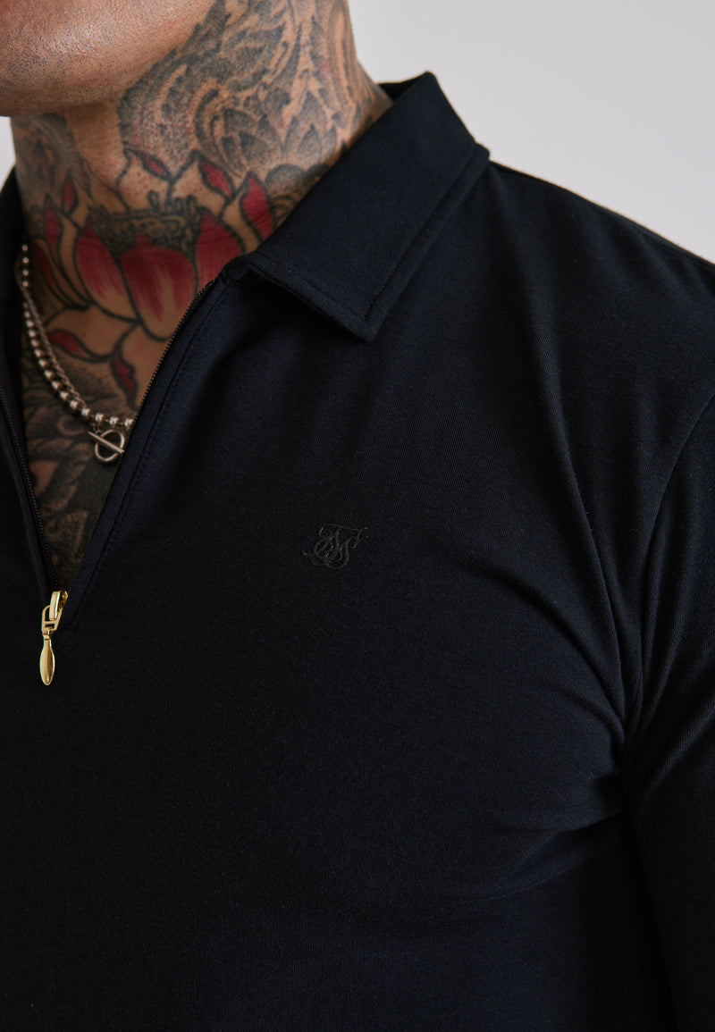 Black LS Jersey Zip Polo T-Shirt (1)