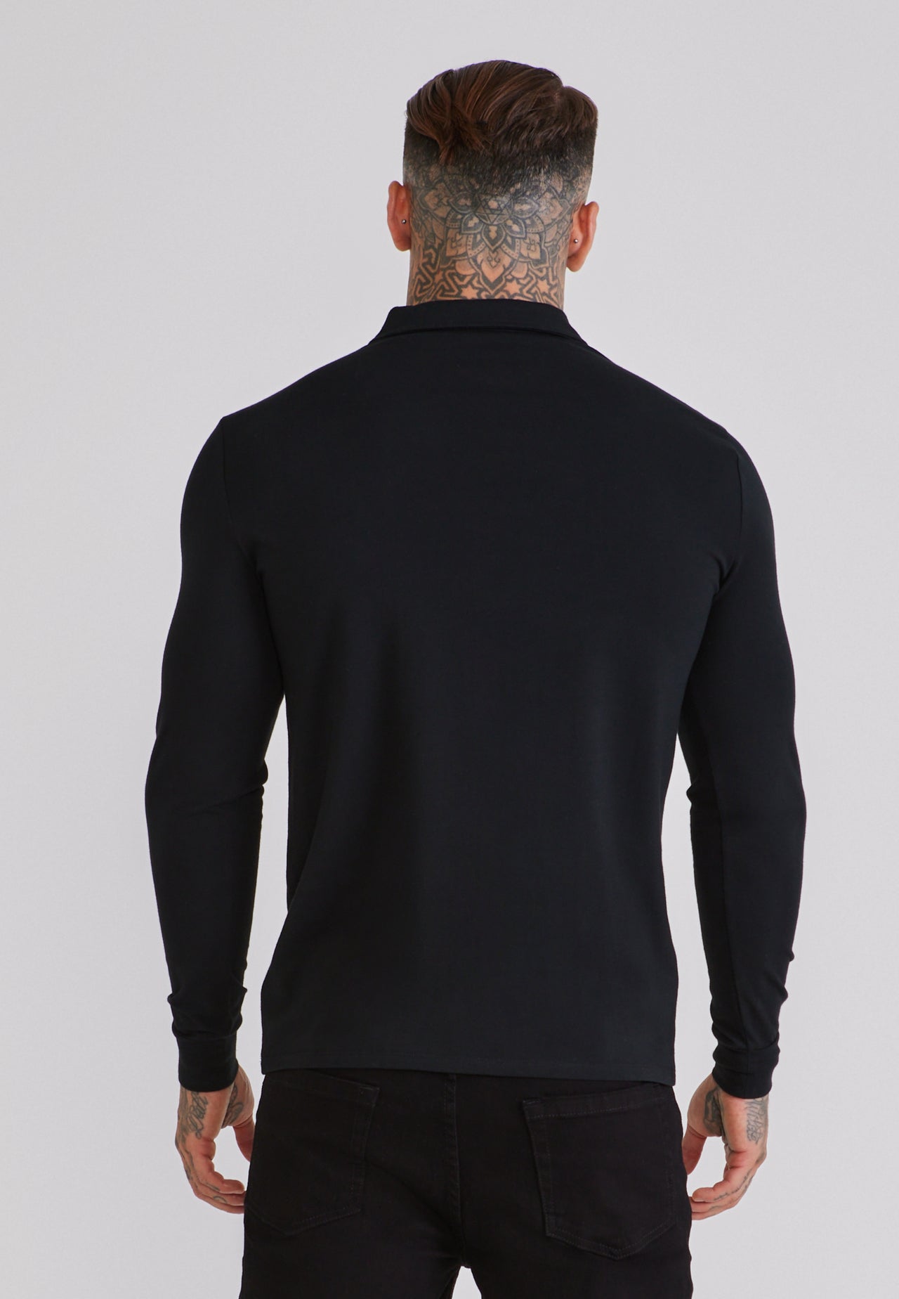 Black LS Jersey Zip Polo T-Shirt (4)