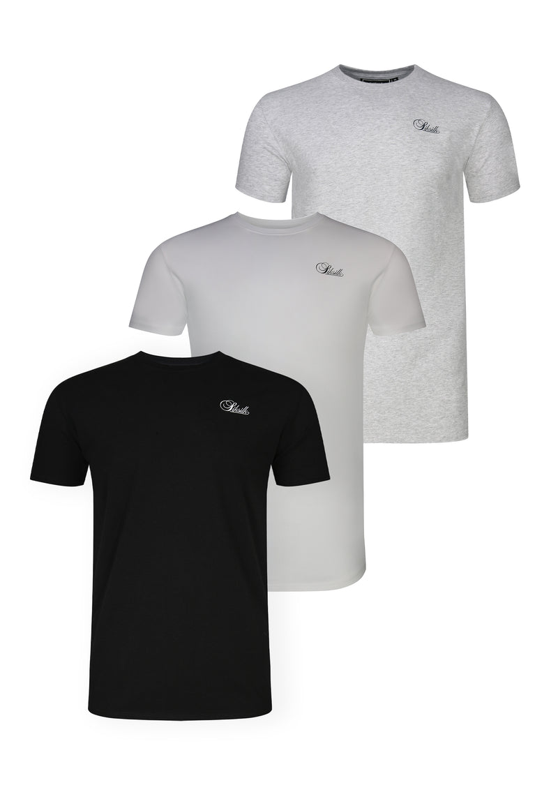 Black and White and Grey Pack of 3 Muscle Fit T-Shirts