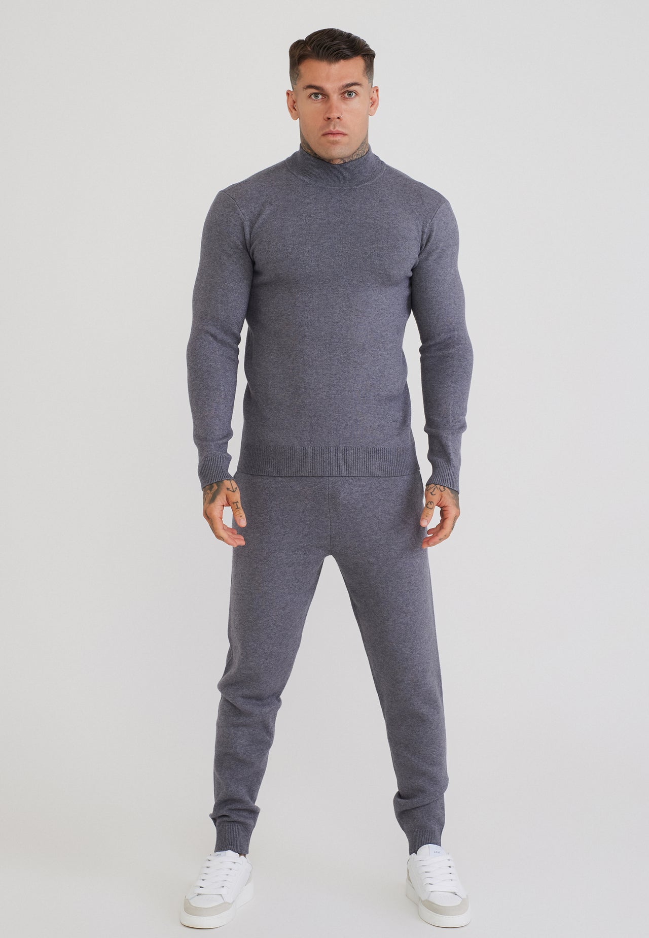 Grey Marl Knitted Joggers (1)
