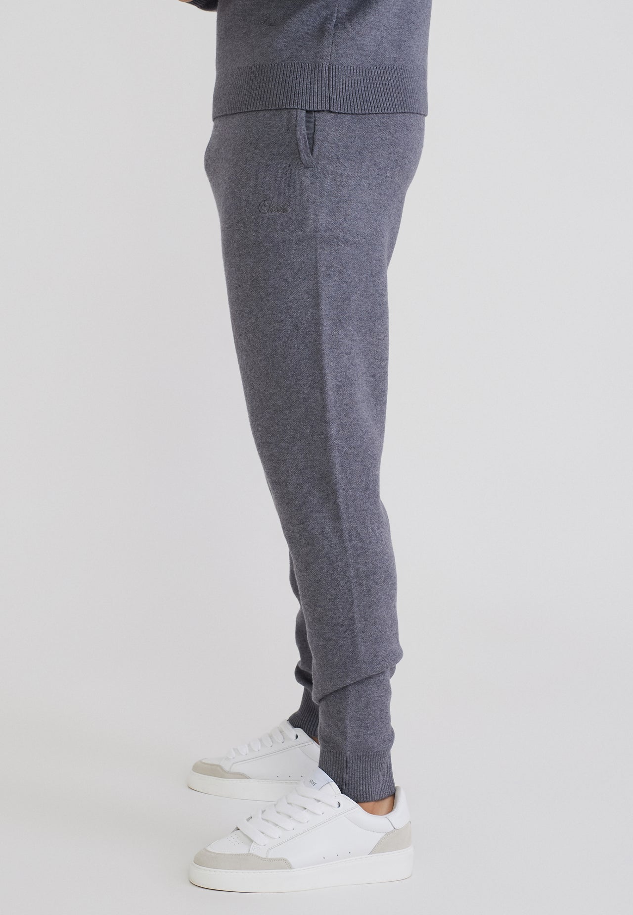 Grey Marl Knitted Joggers (2)