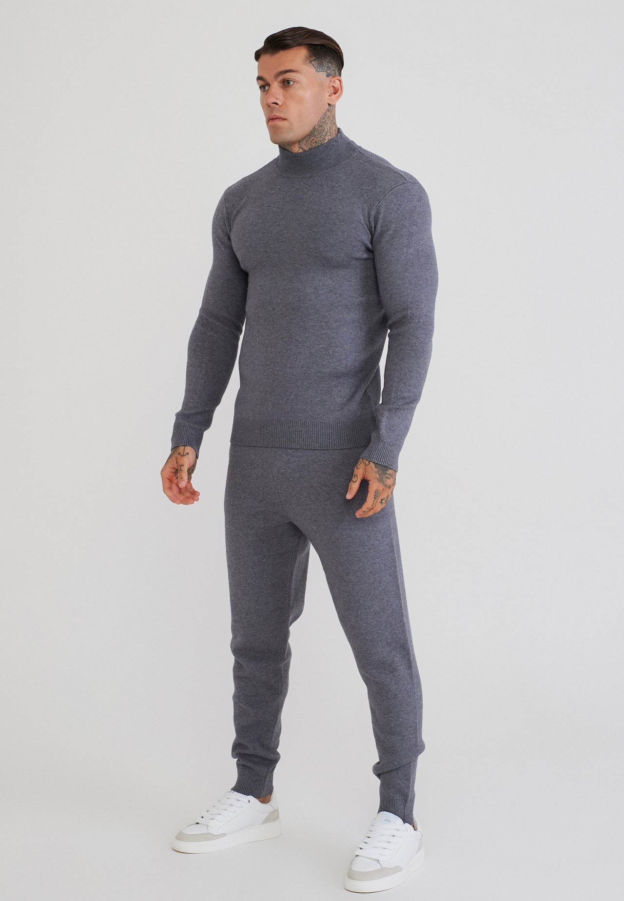 Grey Marl Knitted Joggers (3)