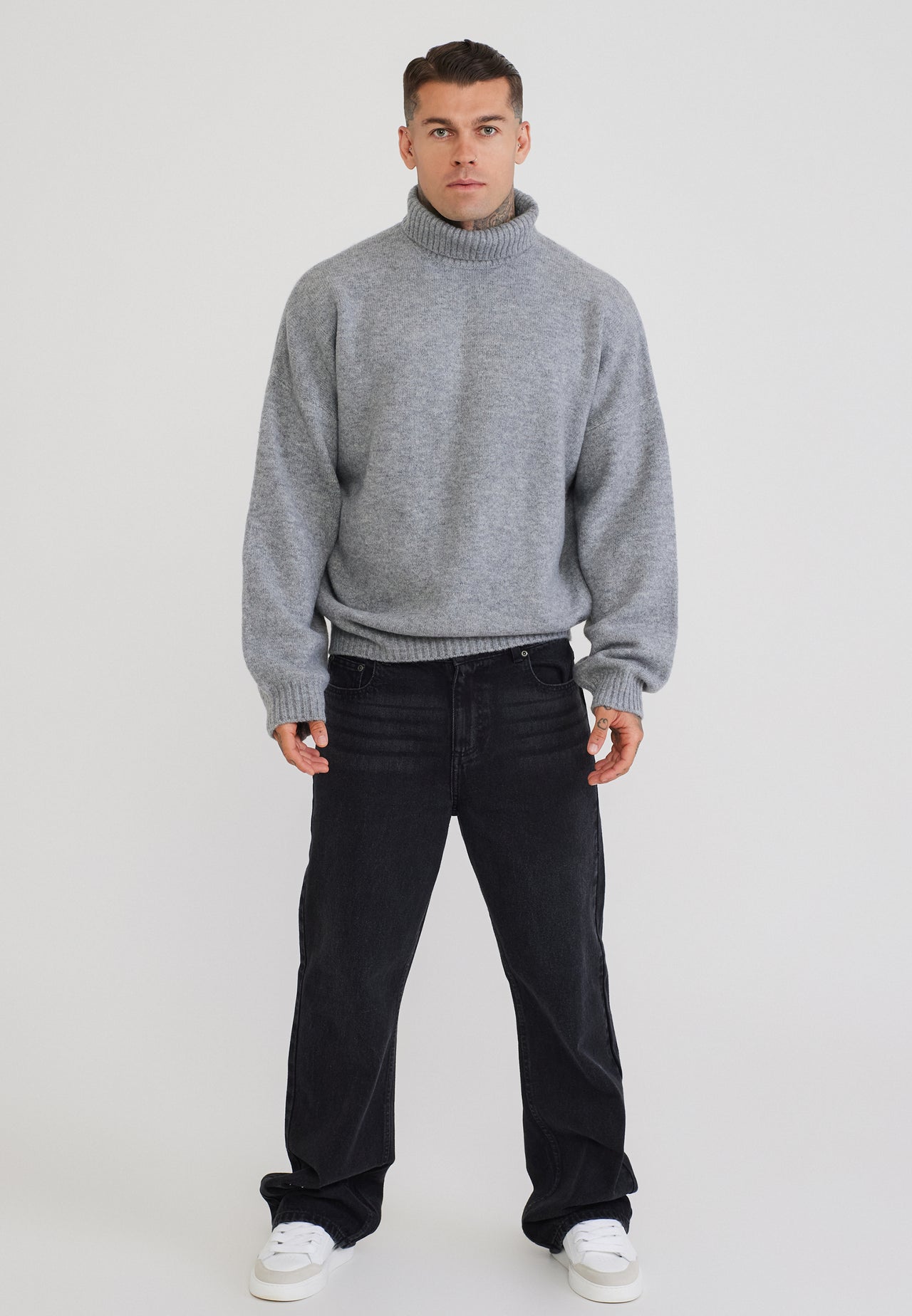 Grey Marl Roll Neck Sweater (2)