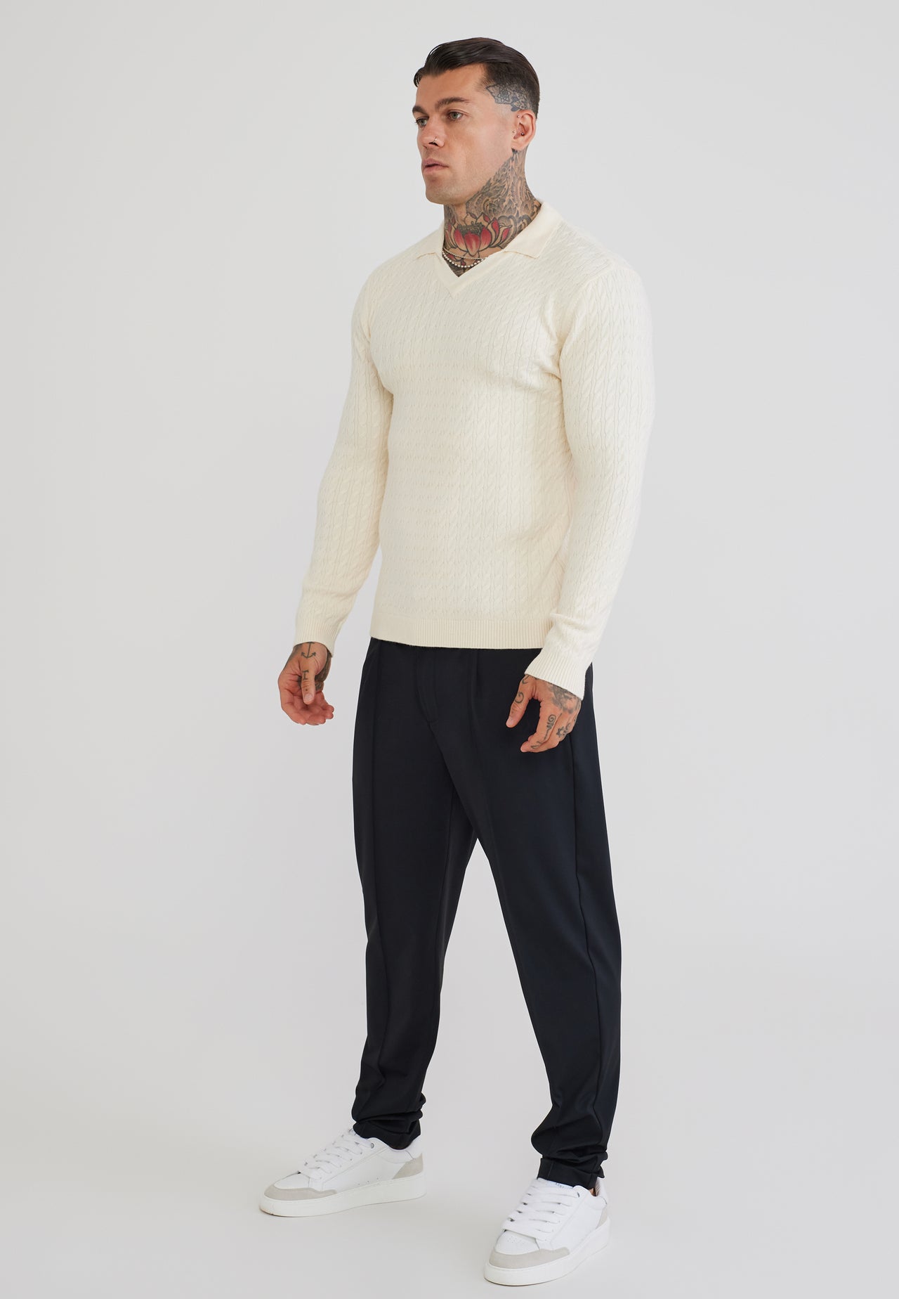 Ecru LS Knitted Polo T-Shirt (3)