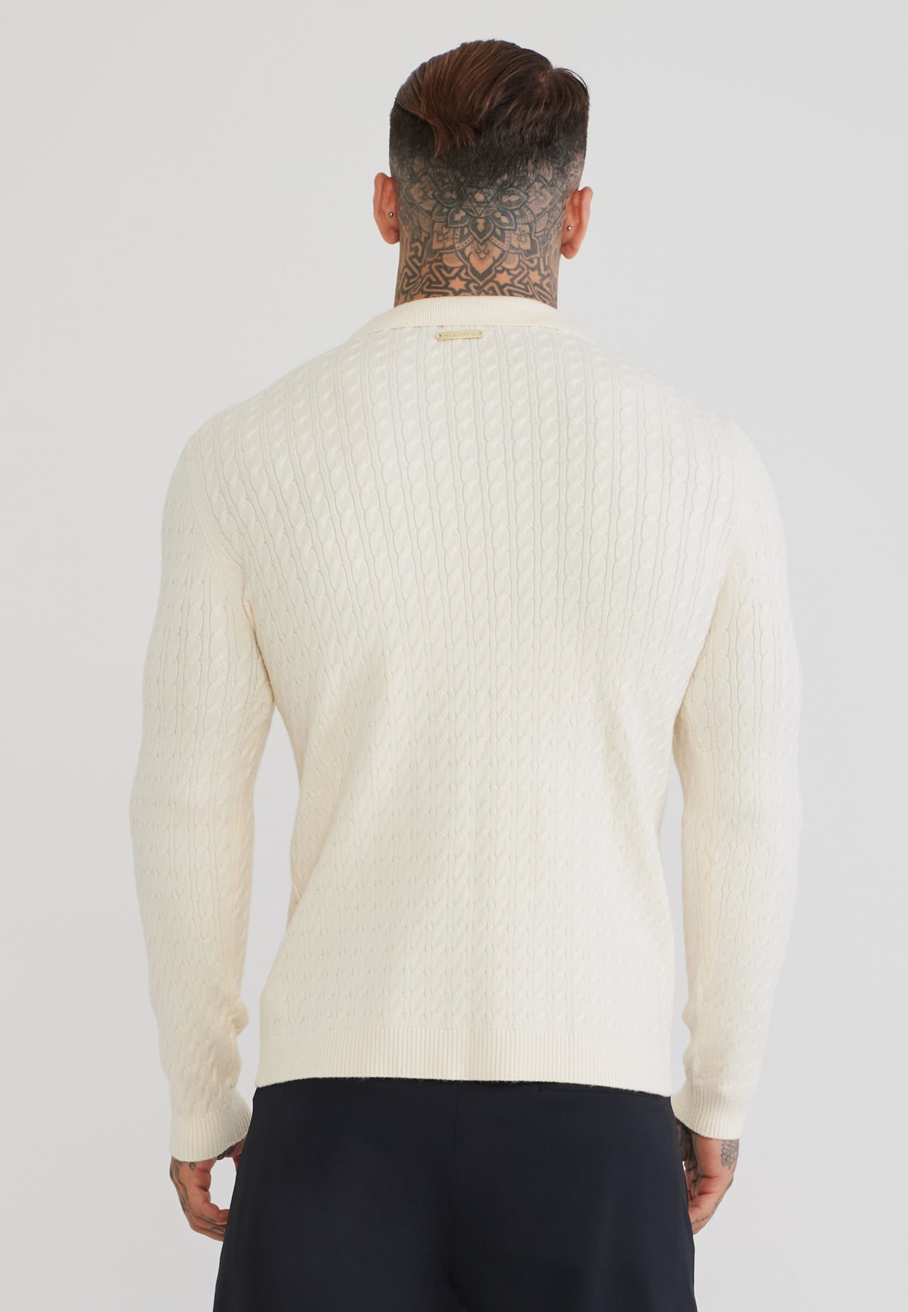 Ecru LS Knitted Polo T-Shirt (4)