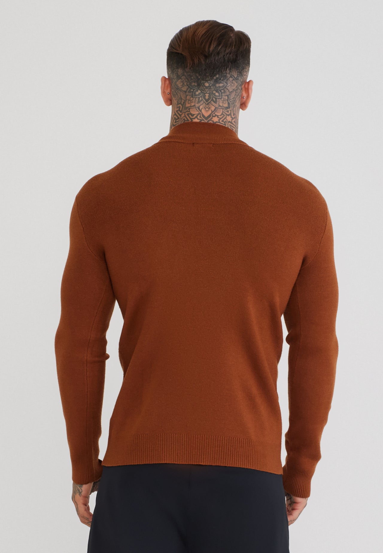 Burnt Orange LS High Neck Knitted Sweater (4)