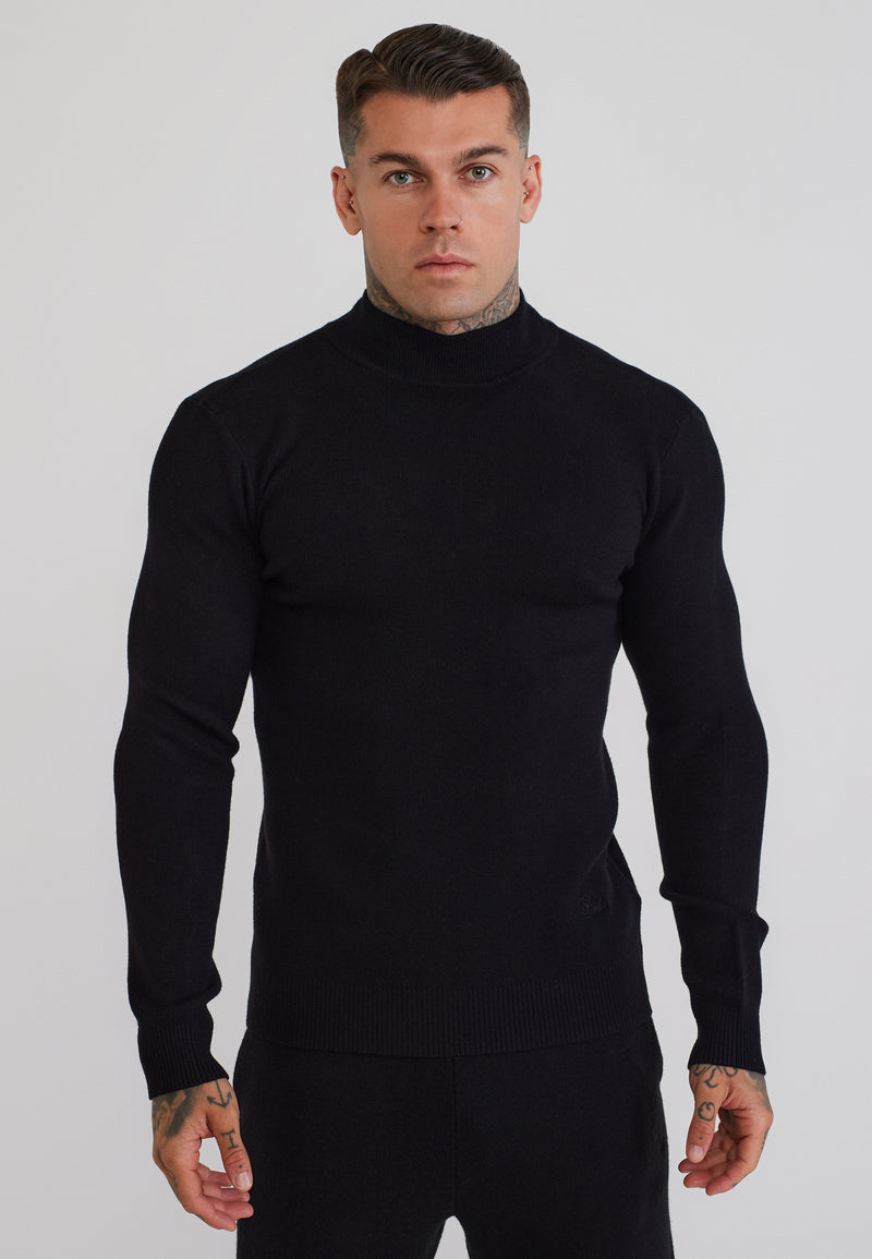 Black LS High Neck Knitted Sweater