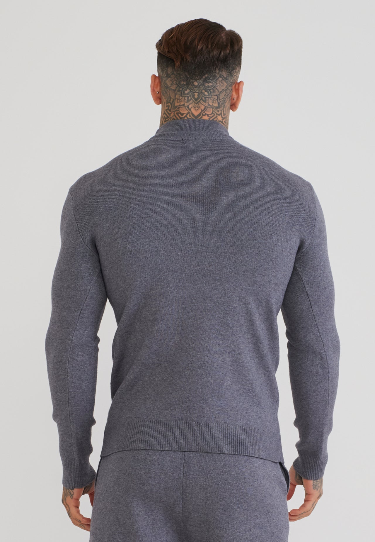 Grey Marl LS High Neck Knitted Sweater (4)