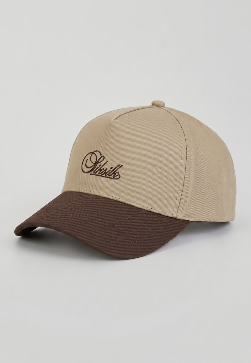 Beige and Brown Core Cotton Cap