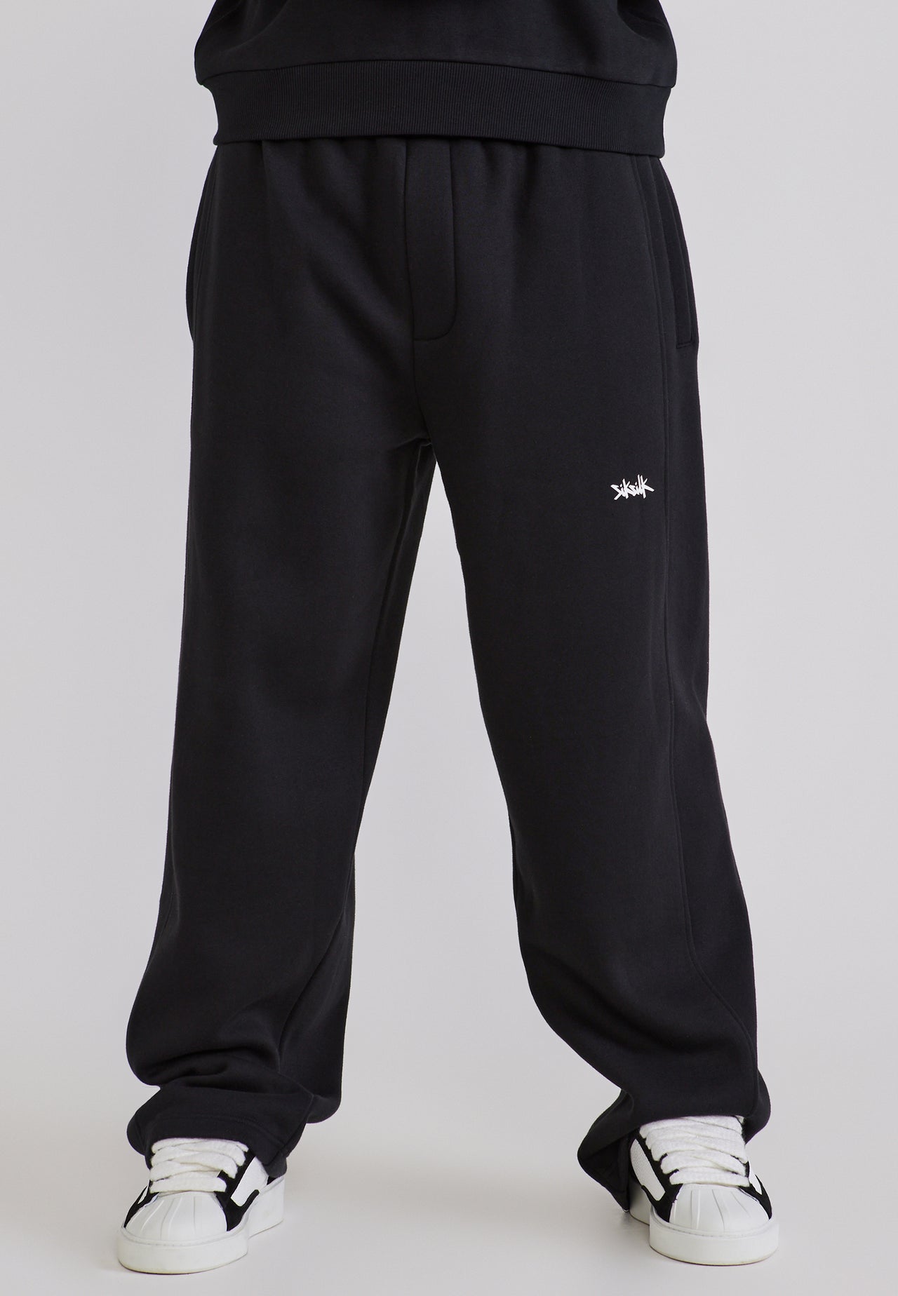 Black Essentials Wide Leg Joggers (2)