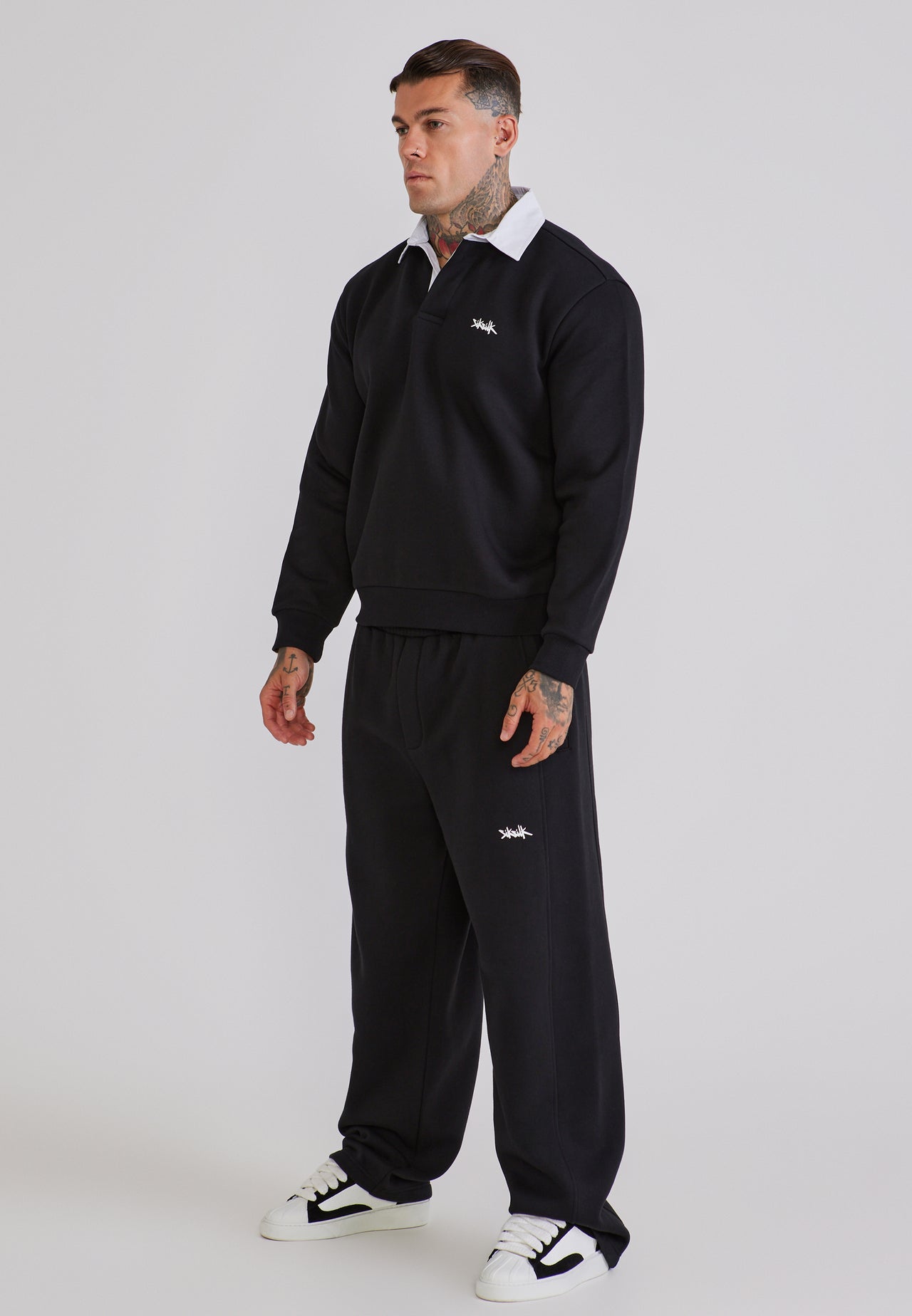 Black Essentials Wide Leg Joggers (3)