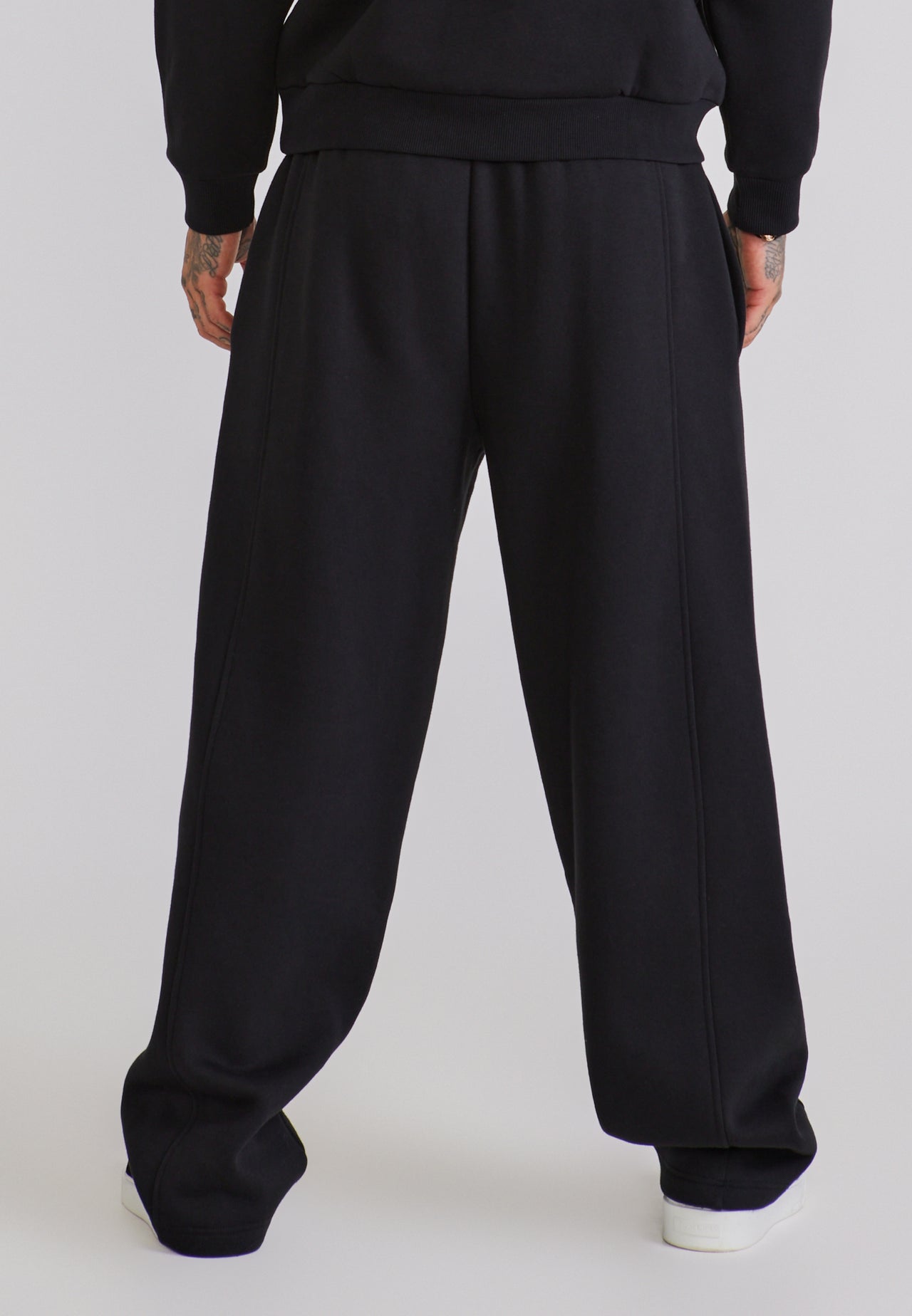Black Essentials Wide Leg Joggers (4)