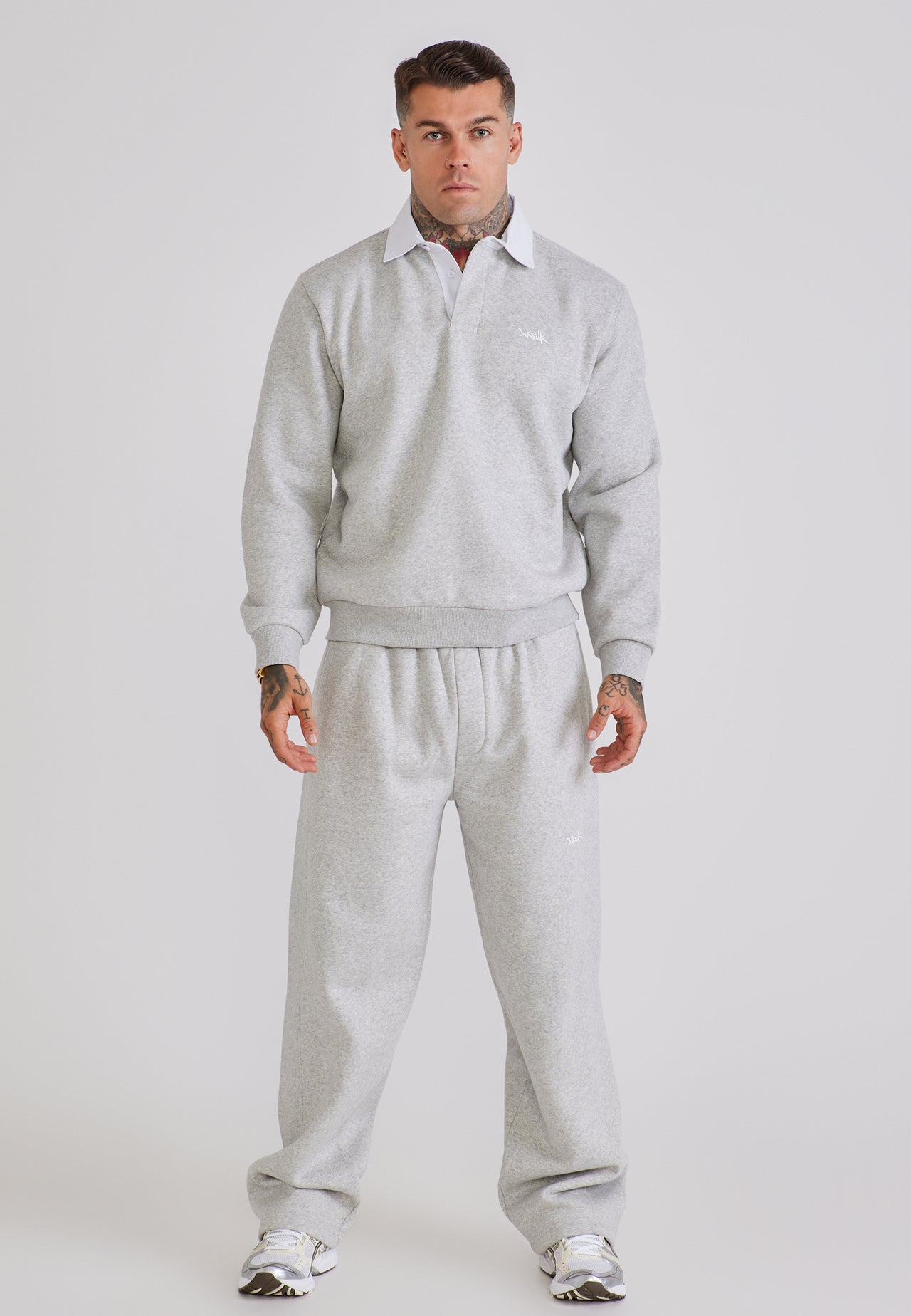 Grey Marl Essentials Wide Leg Joggers (1)