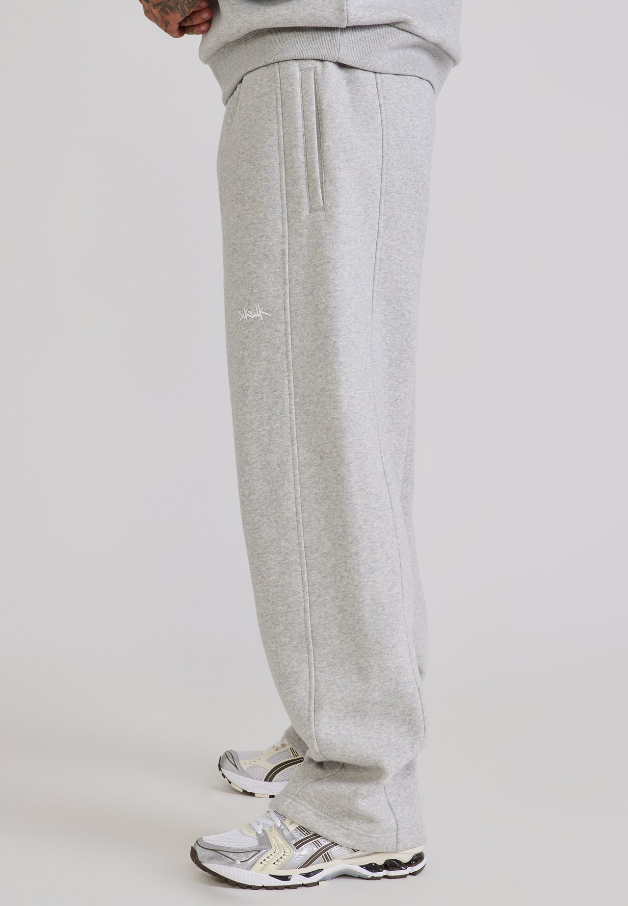 Grey Marl Essentials Wide Leg Joggers (2)