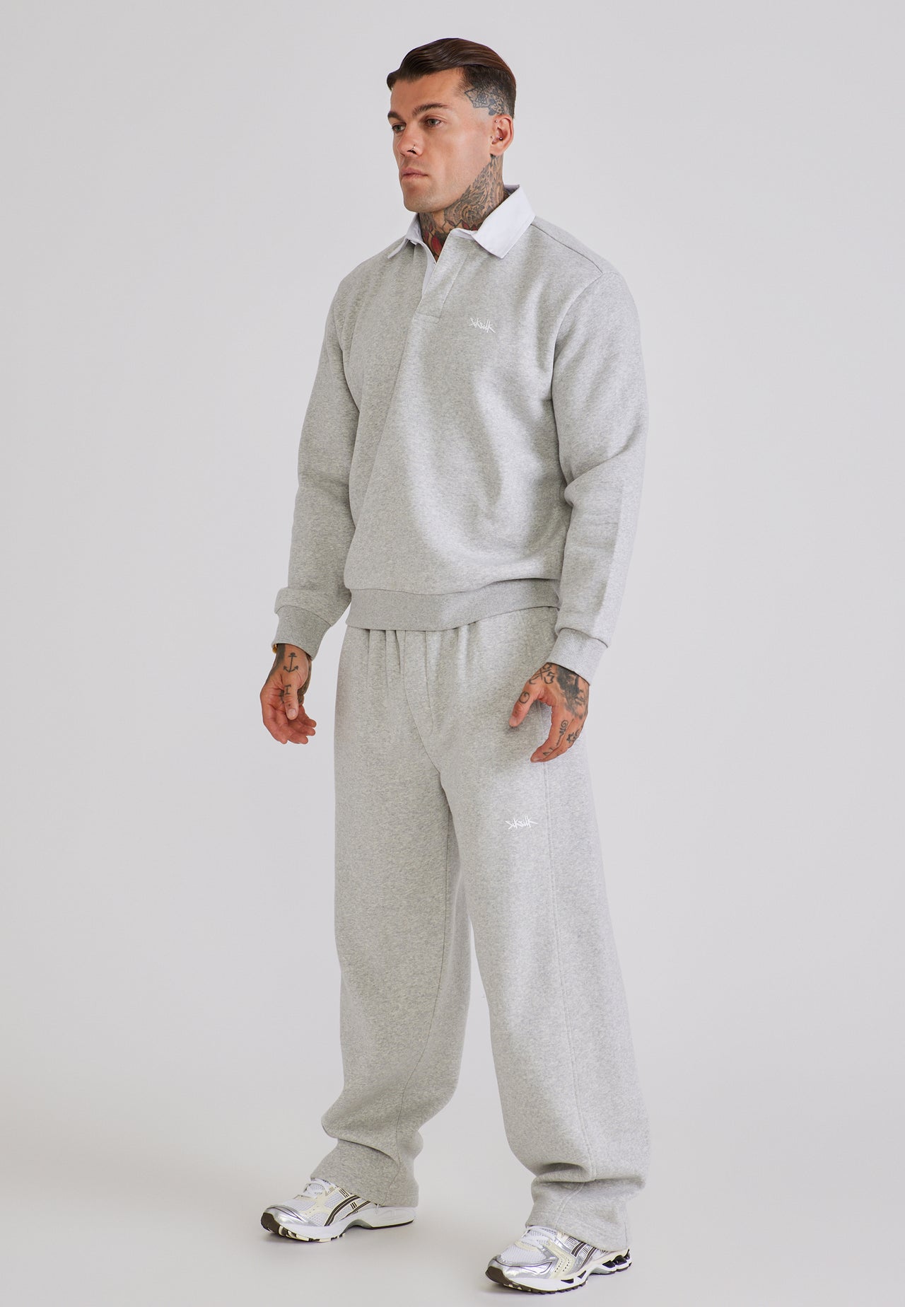 Grey Marl Essentials Wide Leg Joggers (3)