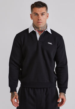 Black Essentials Polo Sweater