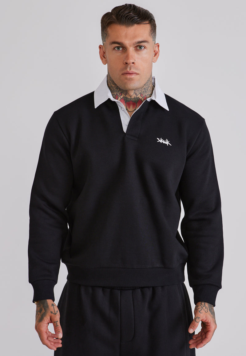 Black Essentials Polo Sweater