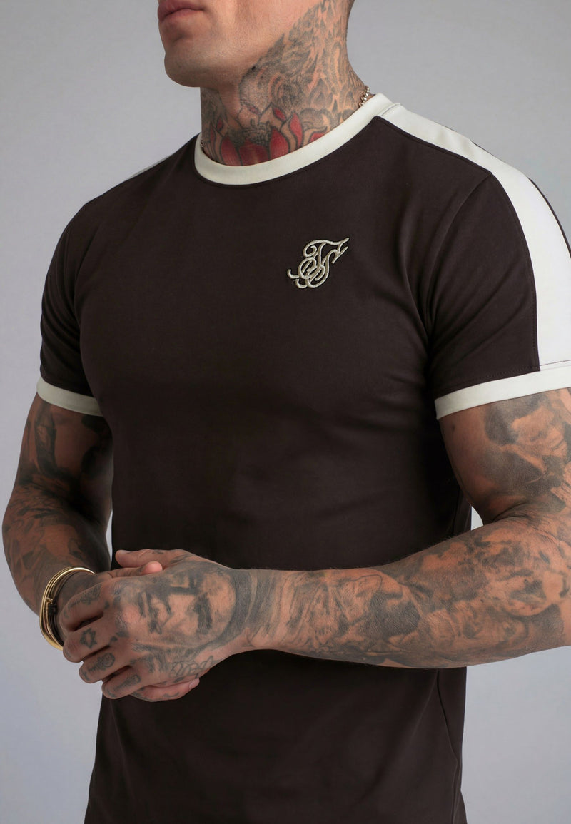 Brown and Ecru Stripe Ringer T-Shirt (1)