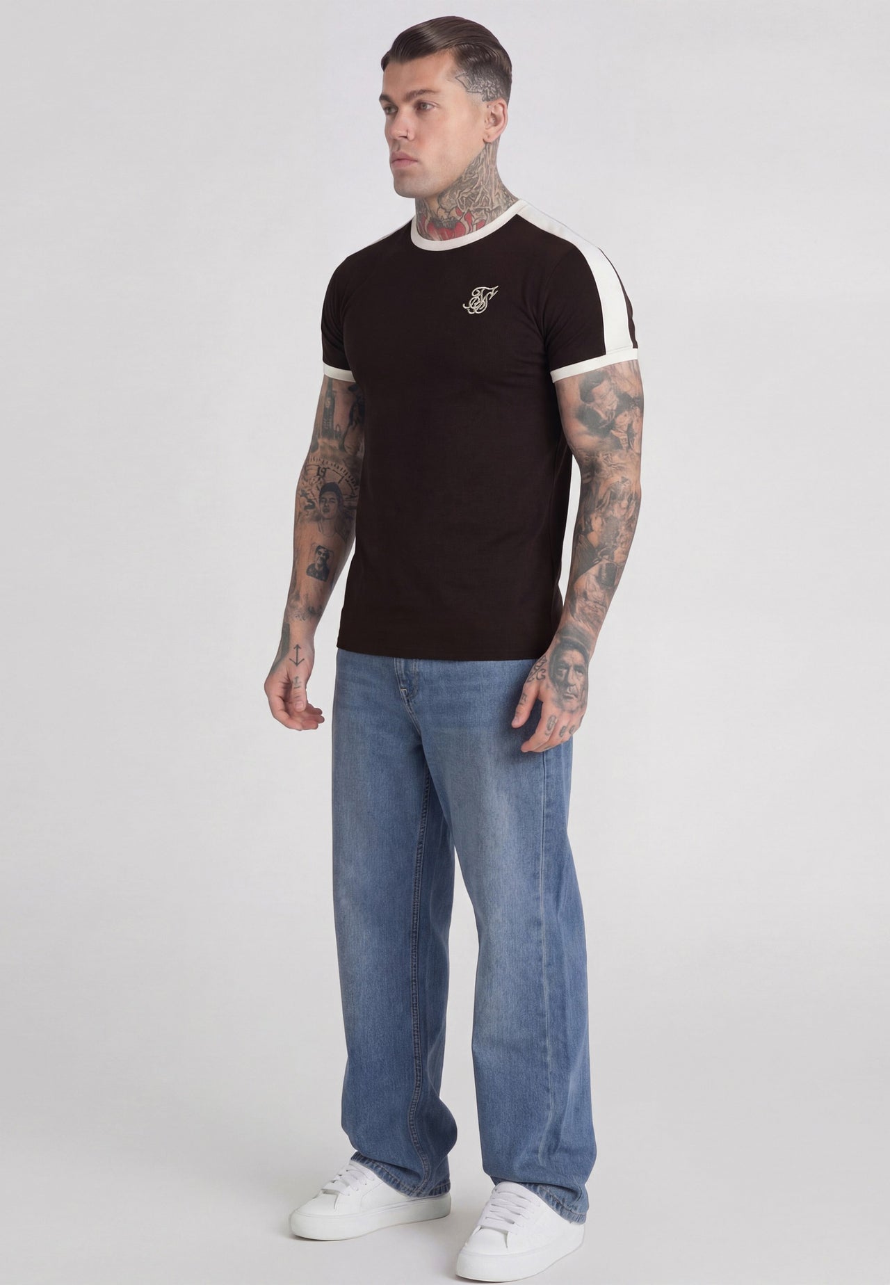 Brown and Ecru Stripe Ringer T-Shirt (3)