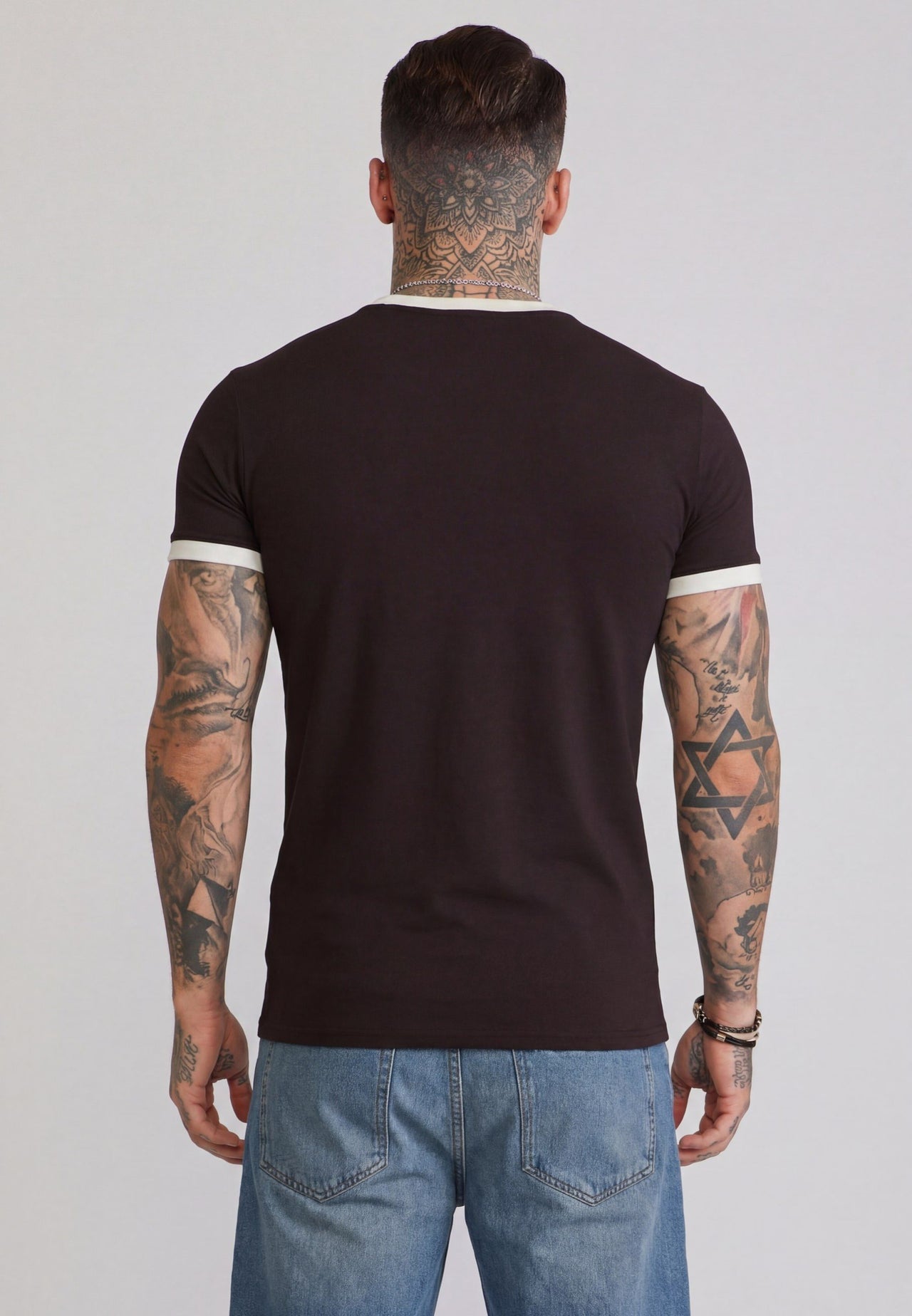 Brown and Ecru Stripe Ringer T-Shirt (4)