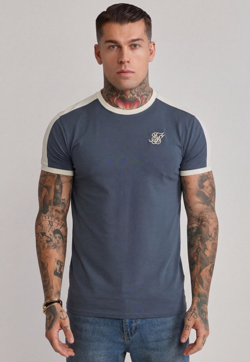 Blue and Ecru Stripe Ringer T-Shirt