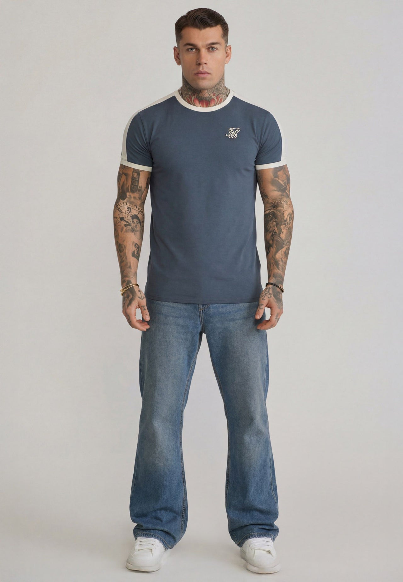 Blue and Ecru Stripe Ringer T-Shirt (2)