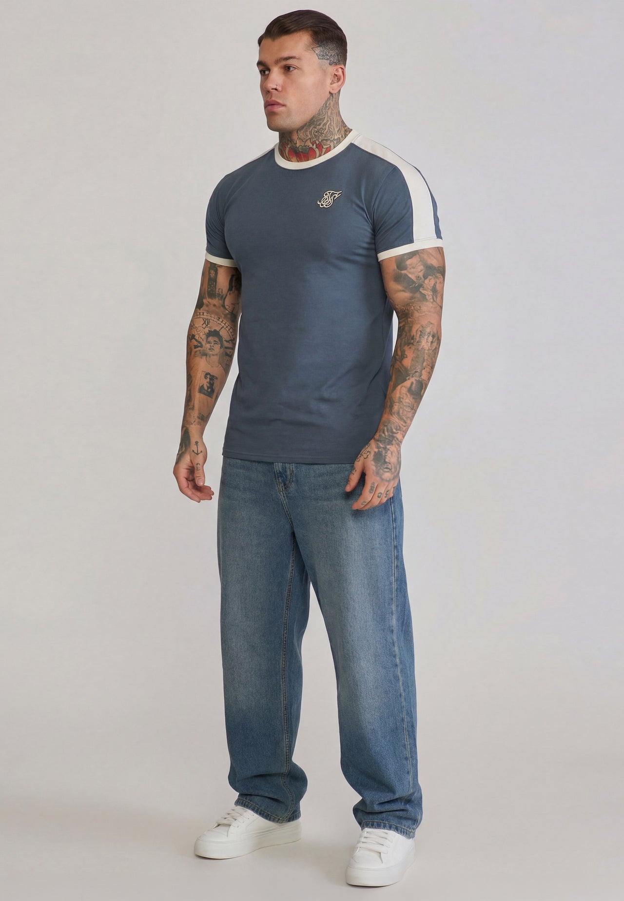 Blue and Ecru Stripe Ringer T-Shirt (3)