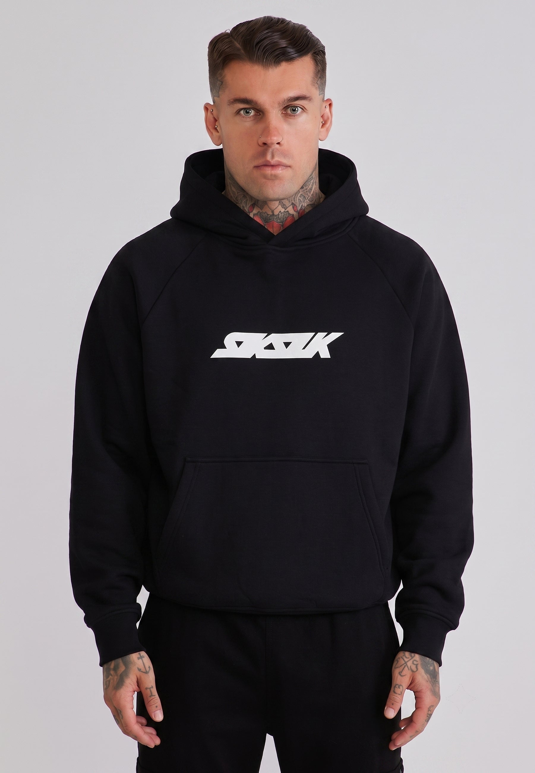 SikSilk Mens Black Graphic Hoodie | SikSilk UK