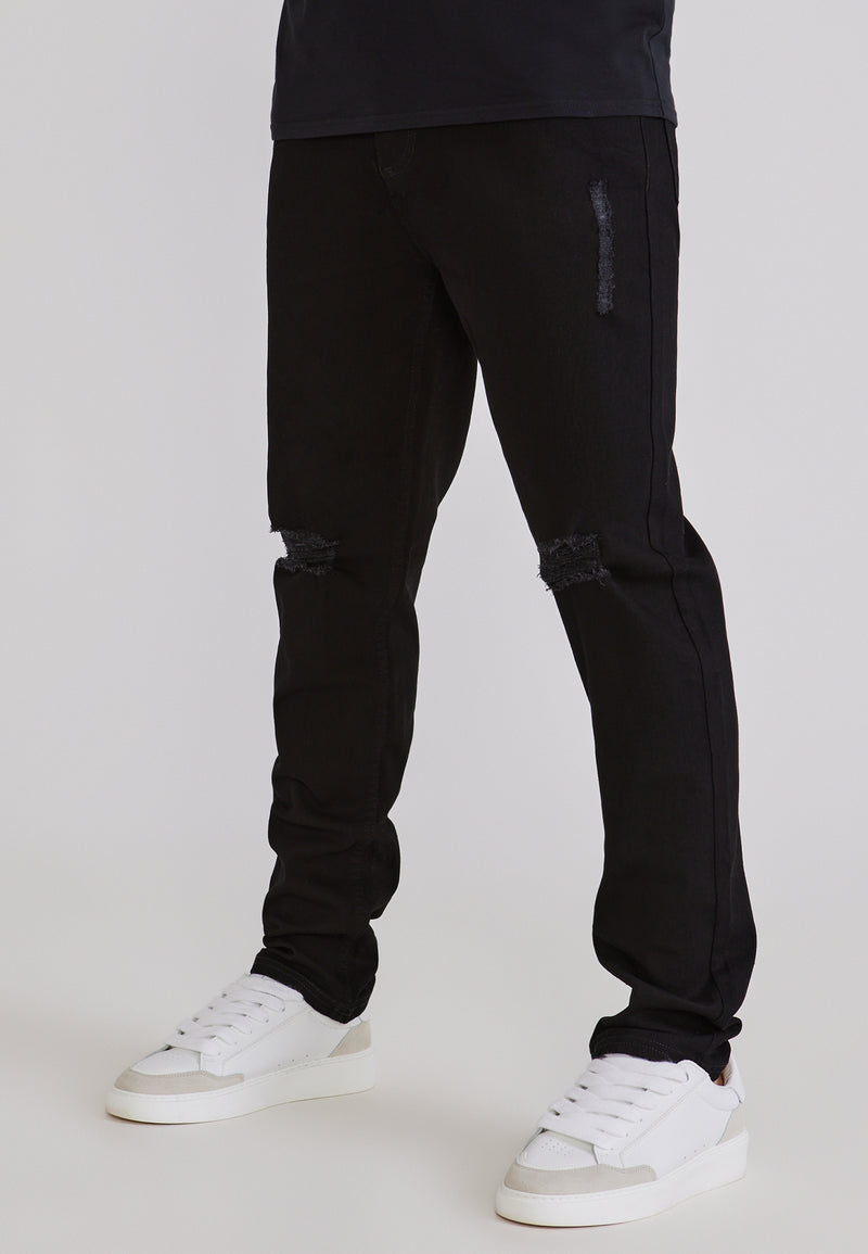 Black Distressed Slim Fit Jeans
