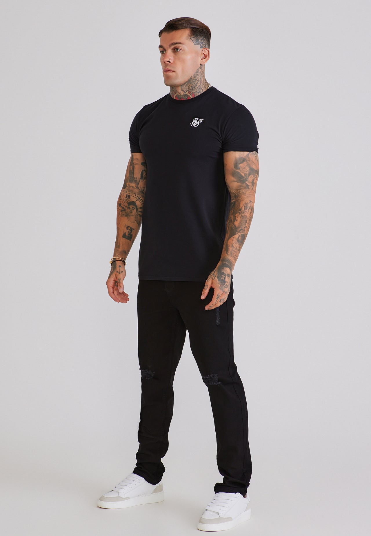 Black Distressed Slim Fit Jeans (3)