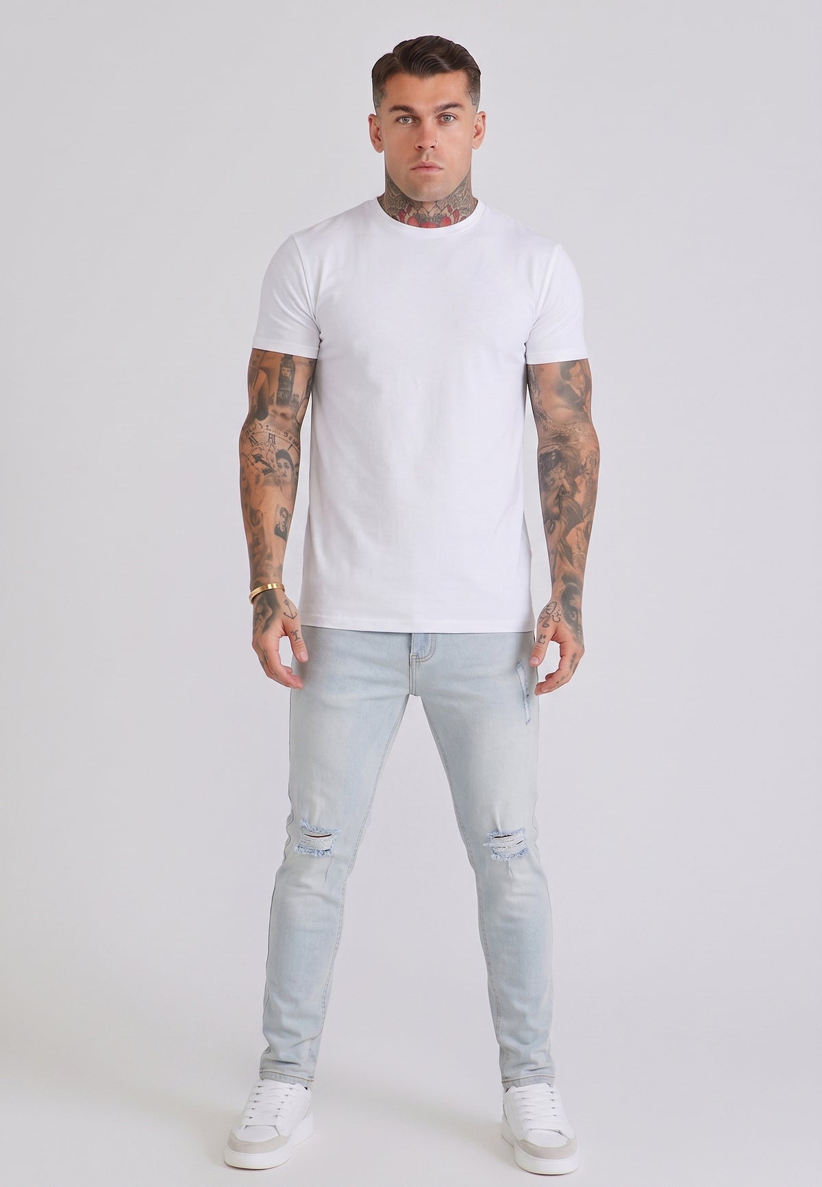 Washed Light Blue Distressed Slim Fit Jeans (1)