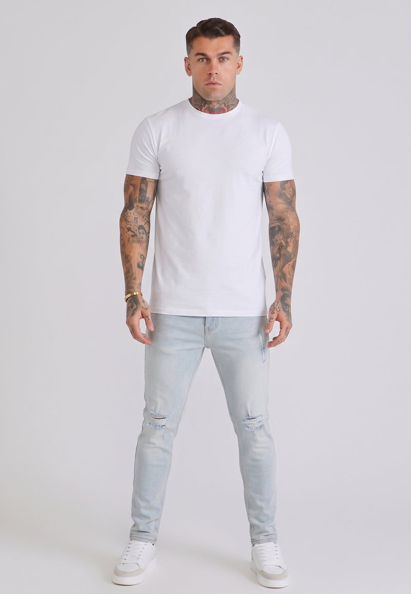 Washed Light Blue Distressed Slim Fit Jeans (1)